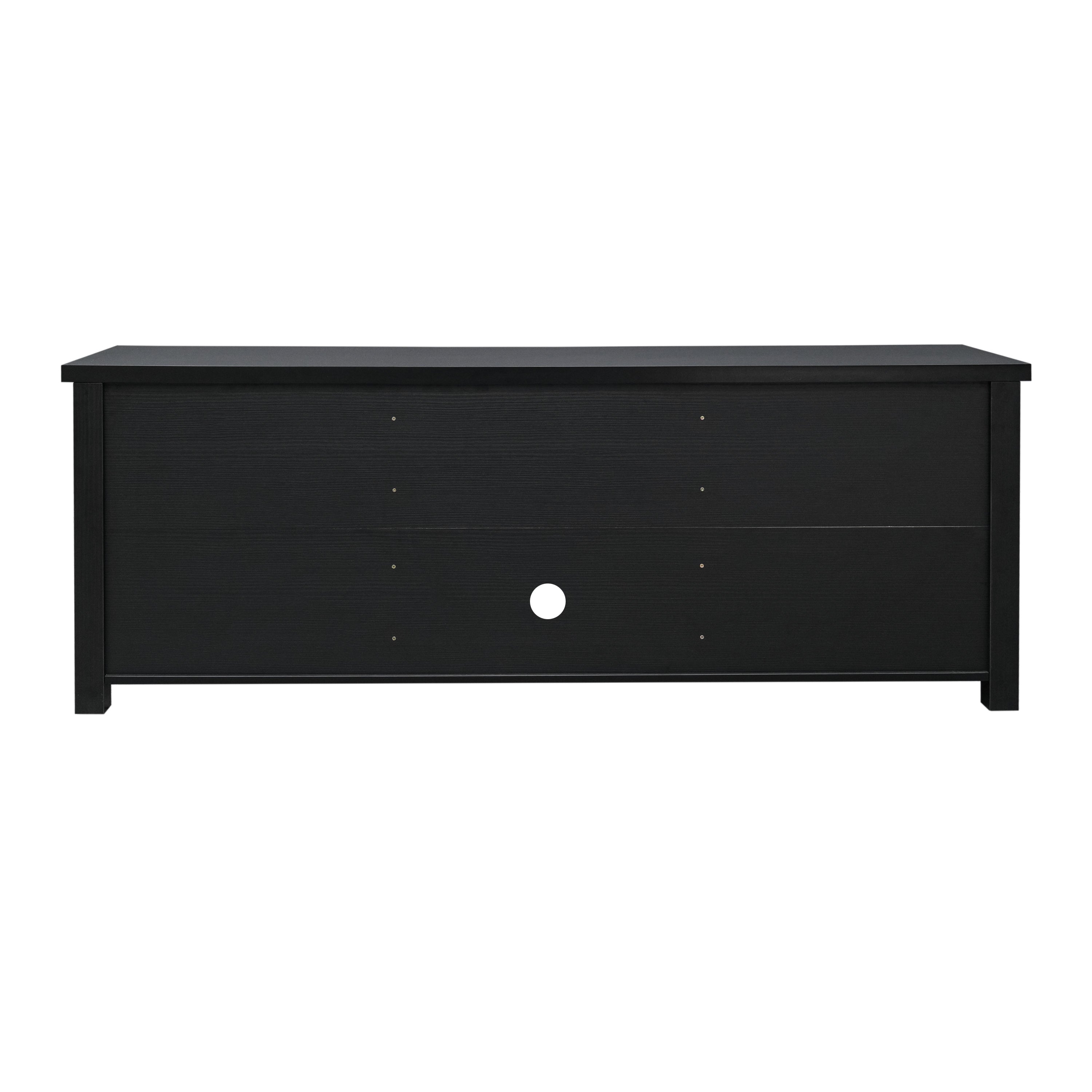 Sheffield Classic TV Stand for up to 80" TVs - Modern Finish with Full Glass Doors - 65" Engineered Wood Frame - 3 Shelves