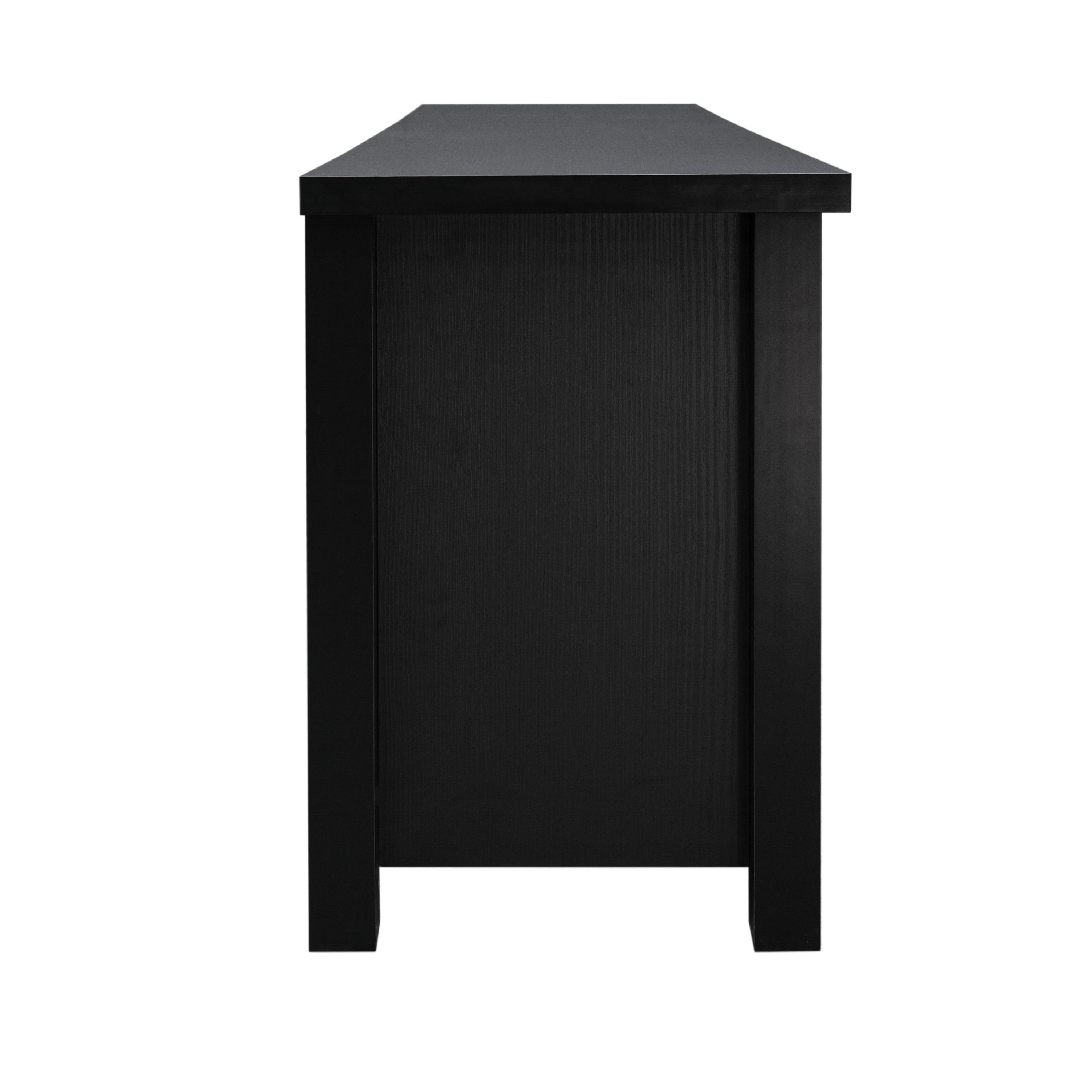 Sheffield Classic TV Stand for up to 80" TVs - Modern Finish with Full Glass Doors - 65" Engineered Wood Frame - 3 Shelves