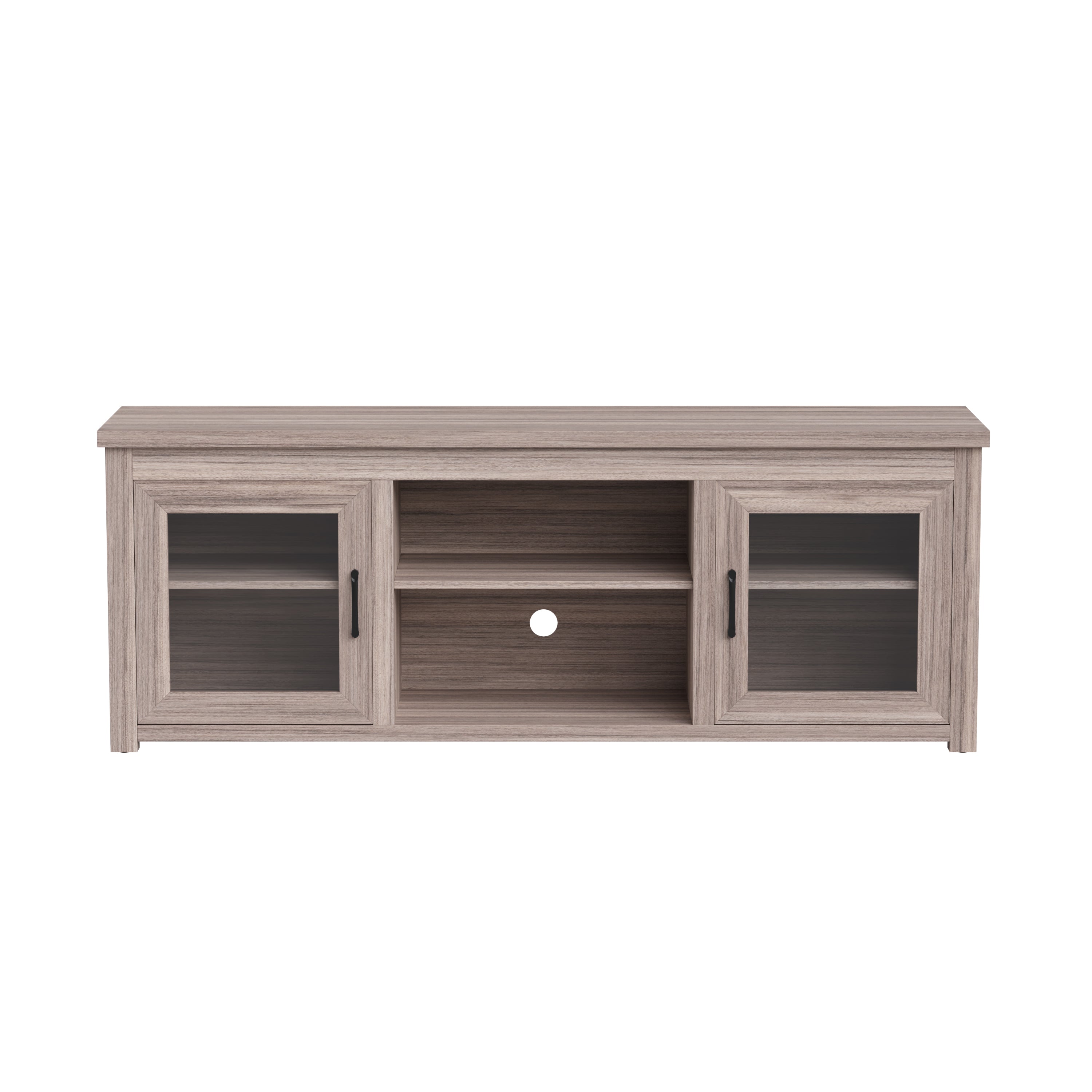 Sheffield Classic TV Stand for up to 80" TVs - Modern Finish with Full Glass Doors - 65" Engineered Wood Frame - 3 Shelves
