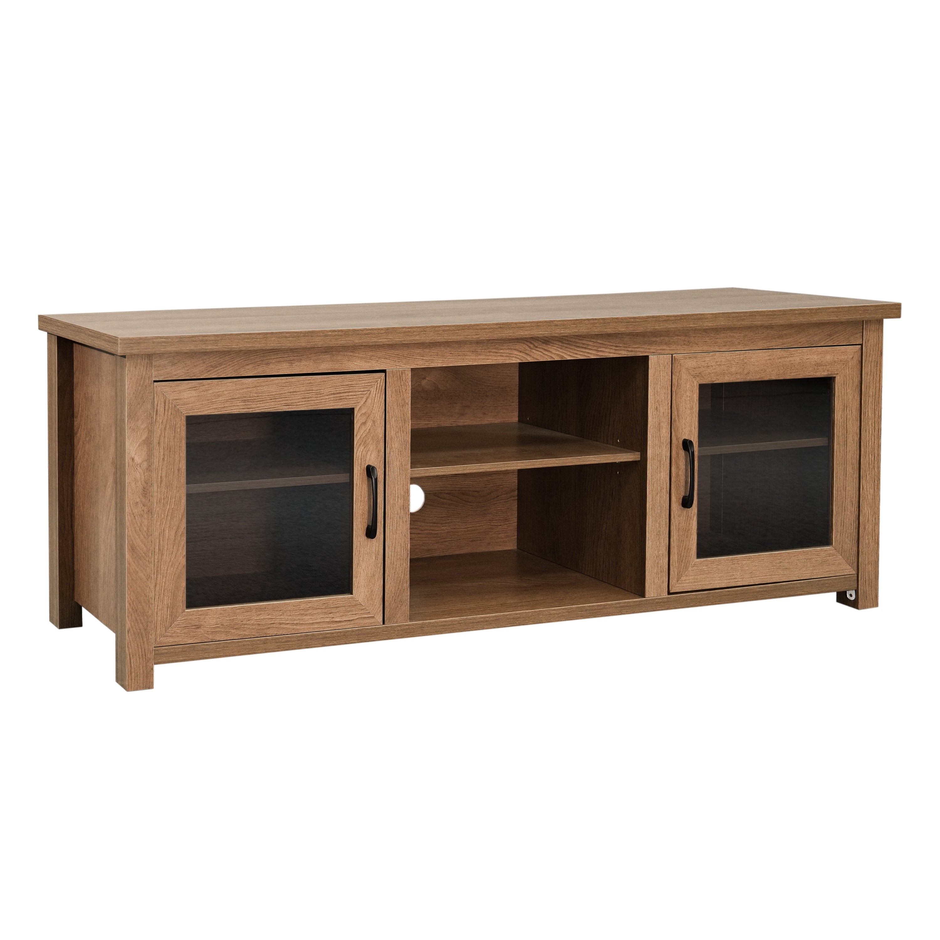 Sheffield Classic TV Stand for up to 80" TVs - Modern Finish with Full Glass Doors - 65" Engineered Wood Frame - 3 Shelves