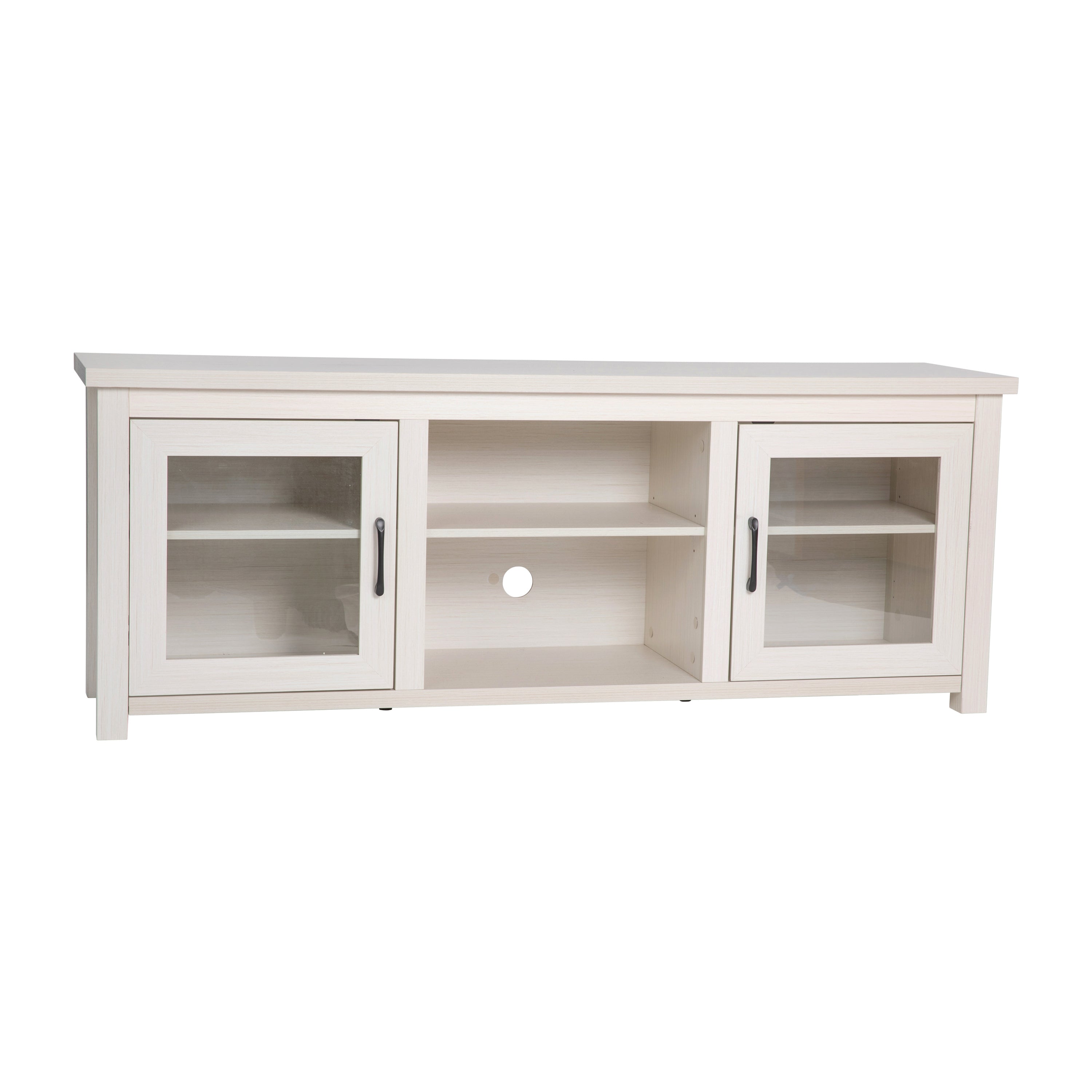 Sheffield Classic TV Stand for up to 80" TVs - Modern Finish with Full Glass Doors - 65" Engineered Wood Frame - 3 Shelves