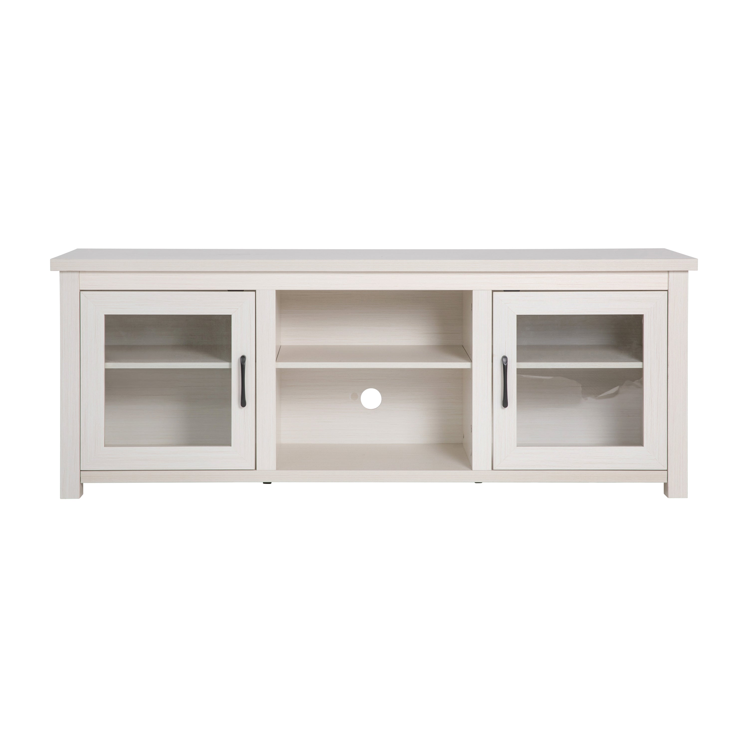 Sheffield Classic TV Stand for up to 80" TVs - Modern Finish with Full Glass Doors - 65" Engineered Wood Frame - 3 Shelves