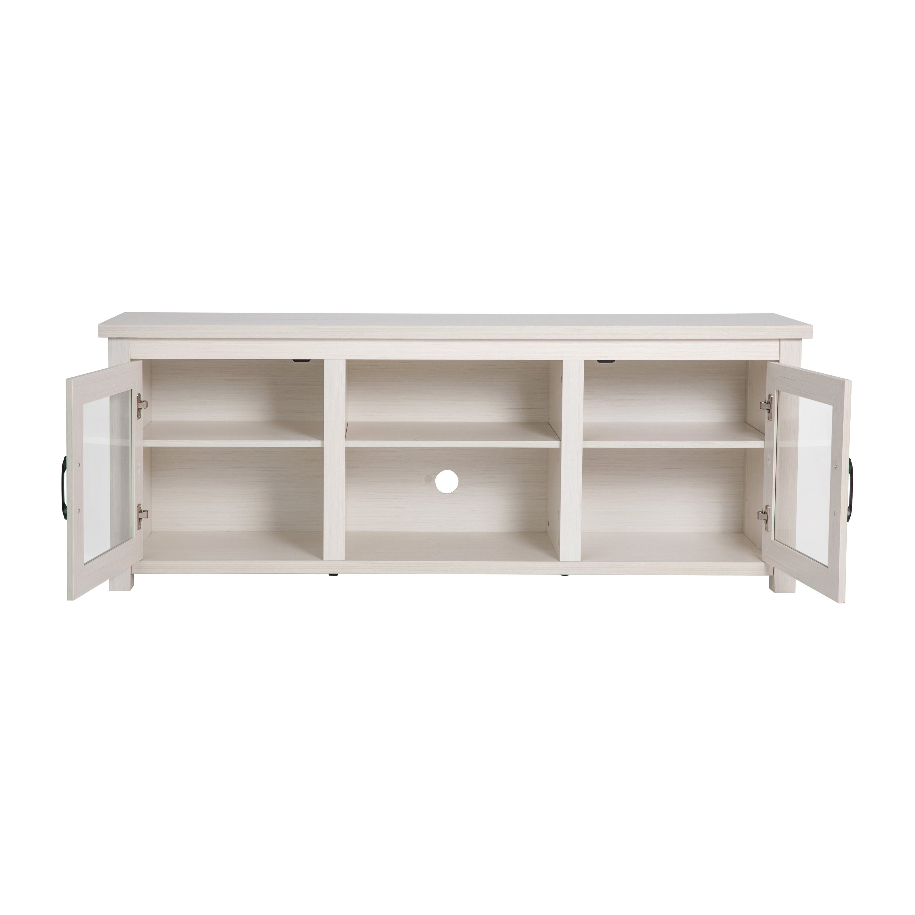 Sheffield Classic TV Stand for up to 80" TVs - Modern Finish with Full Glass Doors - 65" Engineered Wood Frame - 3 Shelves
