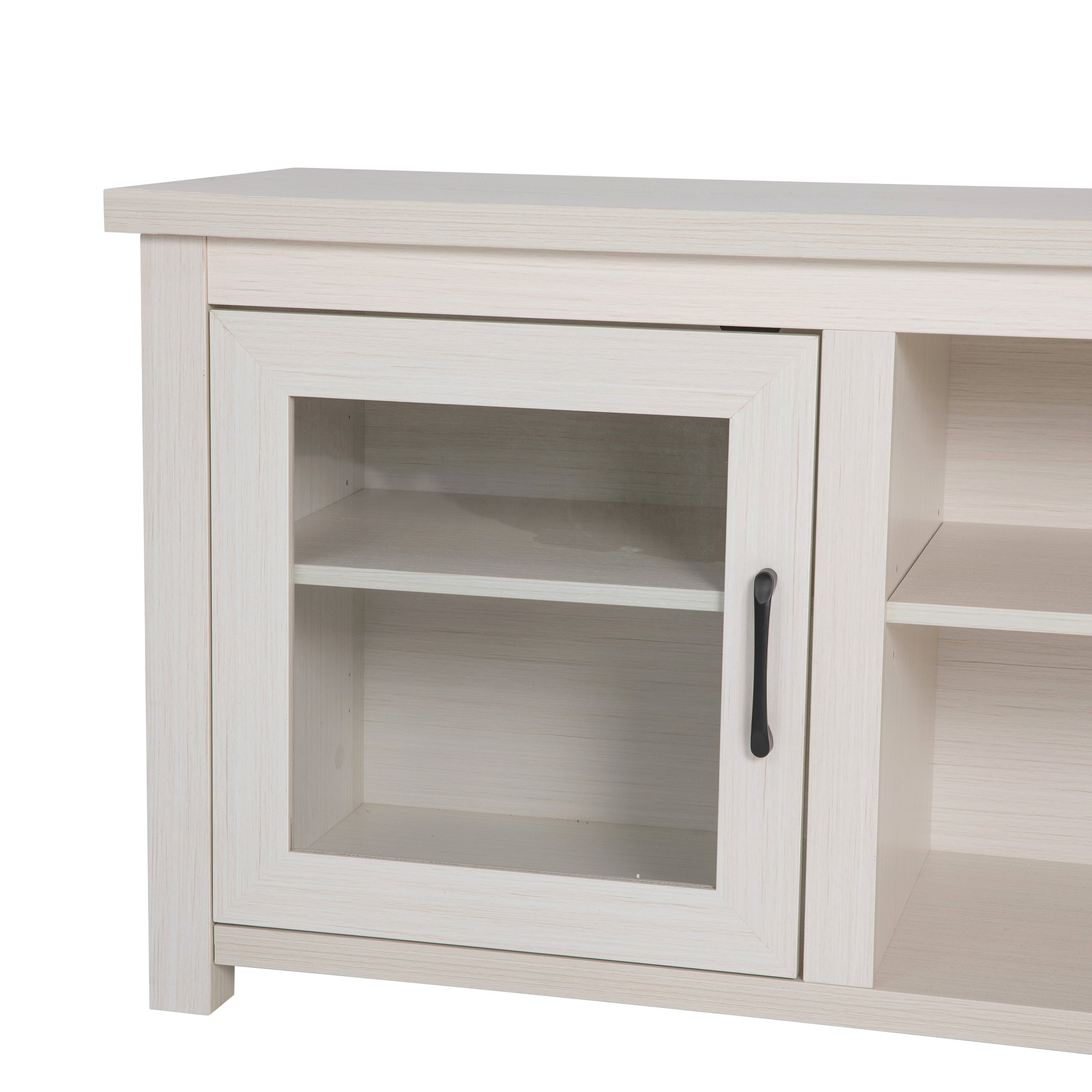 Sheffield Classic TV Stand for up to 80" TVs - Modern Finish with Full Glass Doors - 65" Engineered Wood Frame - 3 Shelves
