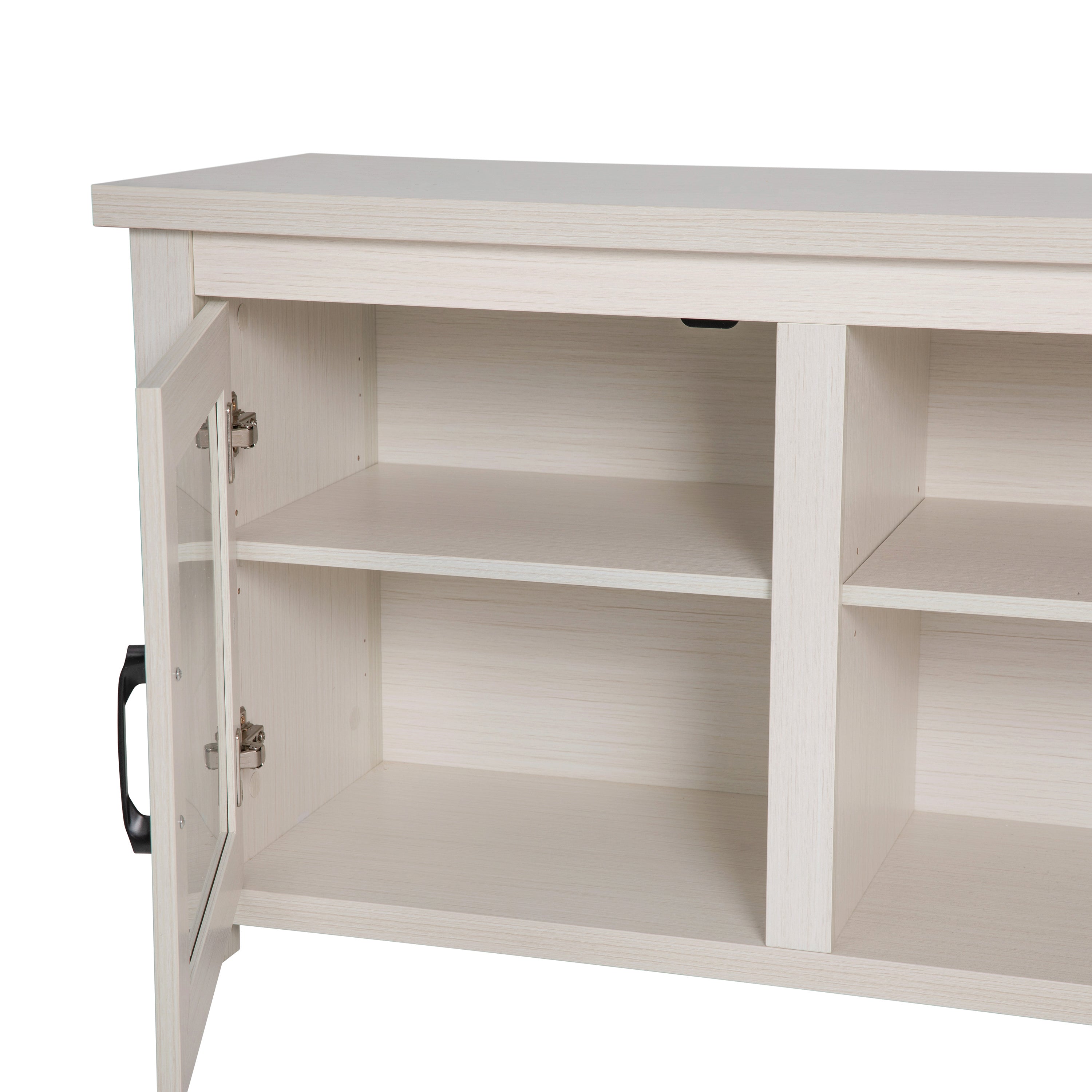 Sheffield Classic TV Stand for up to 80" TVs - Modern Finish with Full Glass Doors - 65" Engineered Wood Frame - 3 Shelves