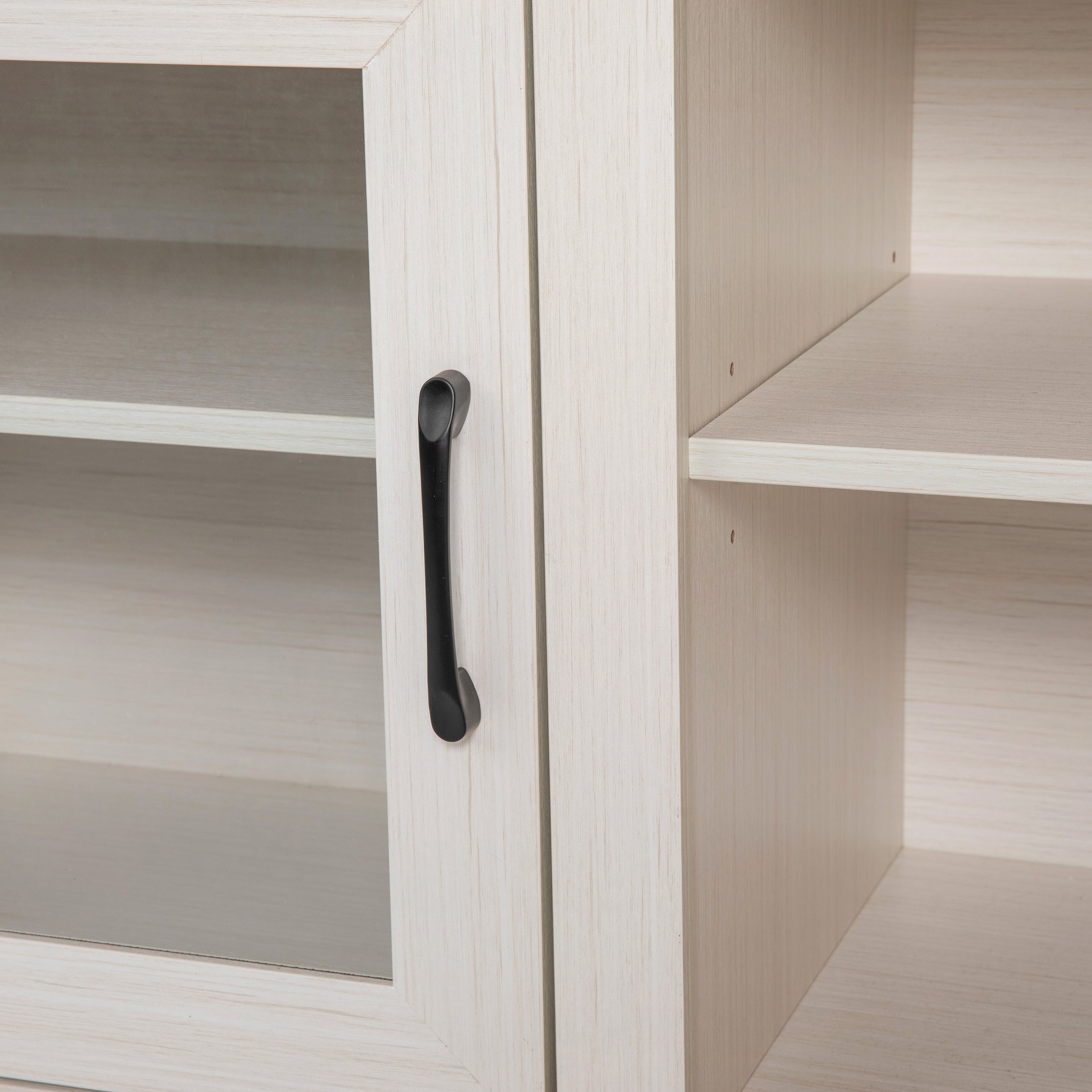 Sheffield Classic TV Stand for up to 80" TVs - Modern Finish with Full Glass Doors - 65" Engineered Wood Frame - 3 Shelves