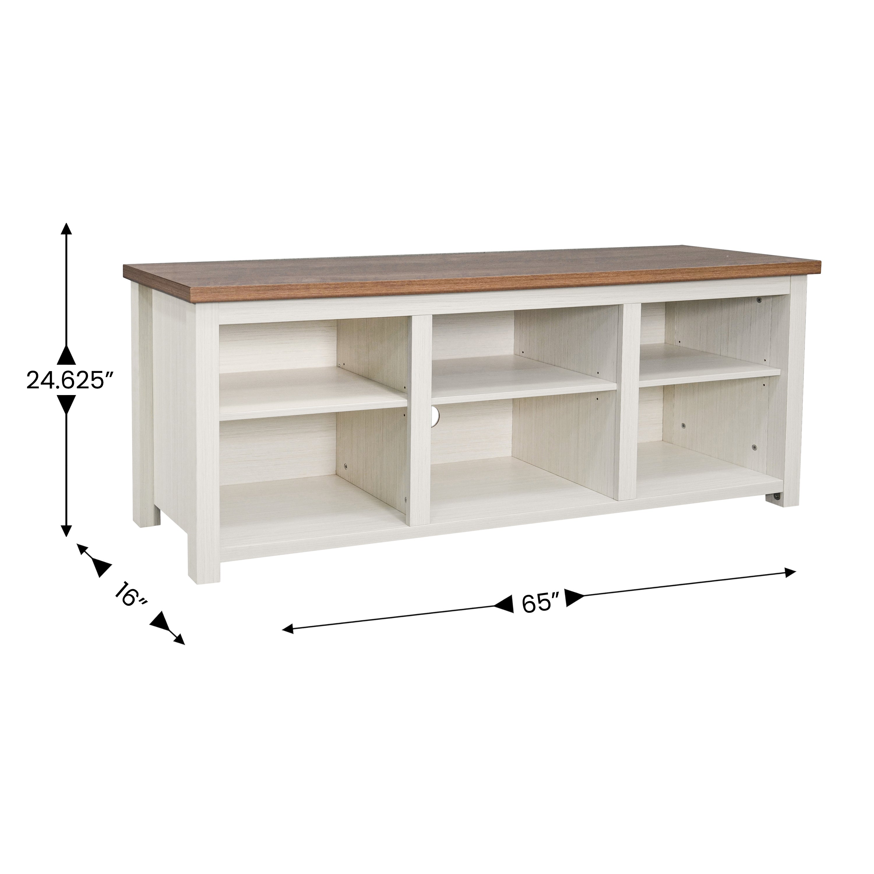 Kilead Farmhouse TV Stand for up to 80" TVs - 65" Engineered Wood Framed Media Console with Open Storage