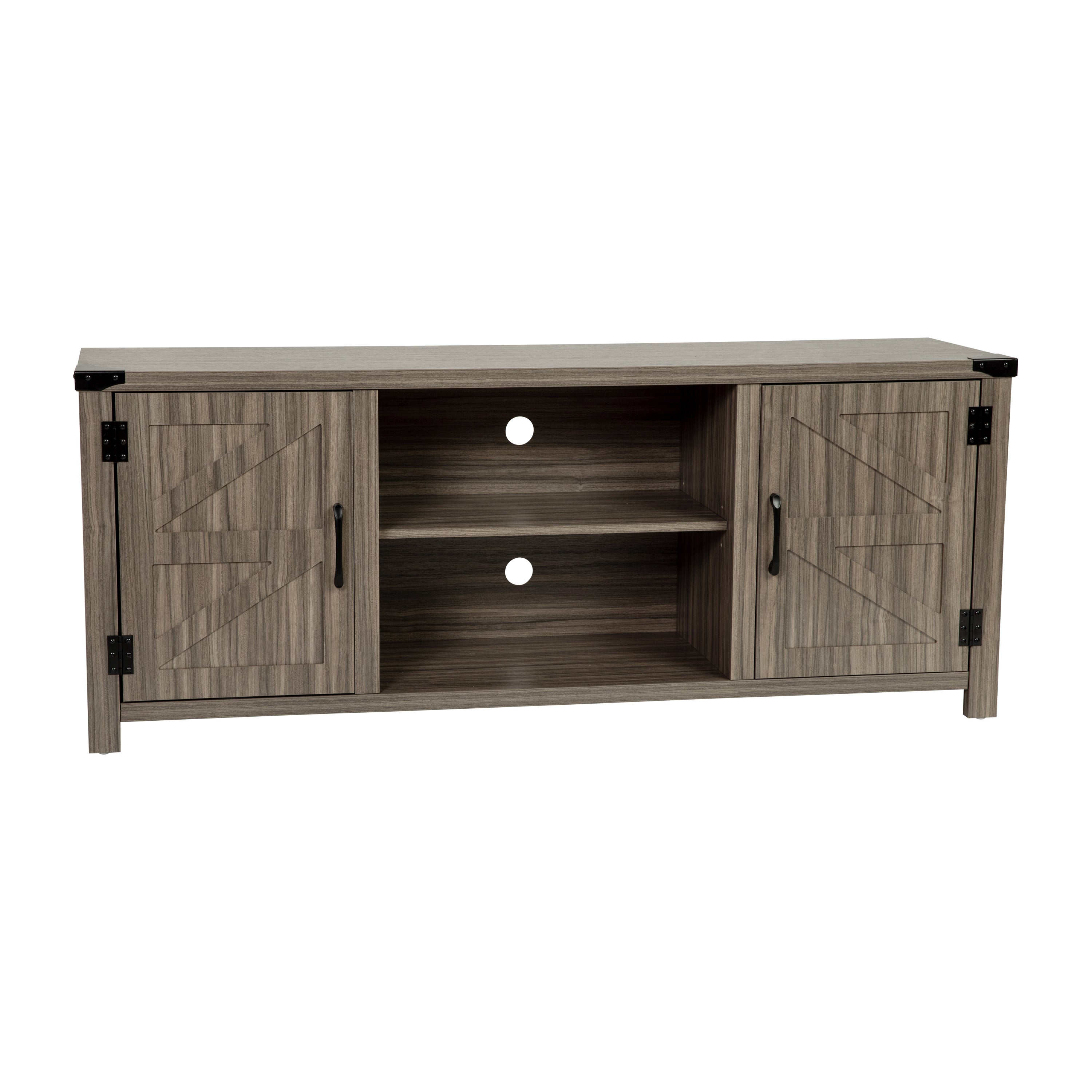 Charlotte Modern Farmhouse Barn Door TV Stand for TV's up to 65 Inches - 59 Inch Industrial Entertainment Center with Adjustable Shelf-TV Stand-Flash Furniture-Wall2Wall Furnishings