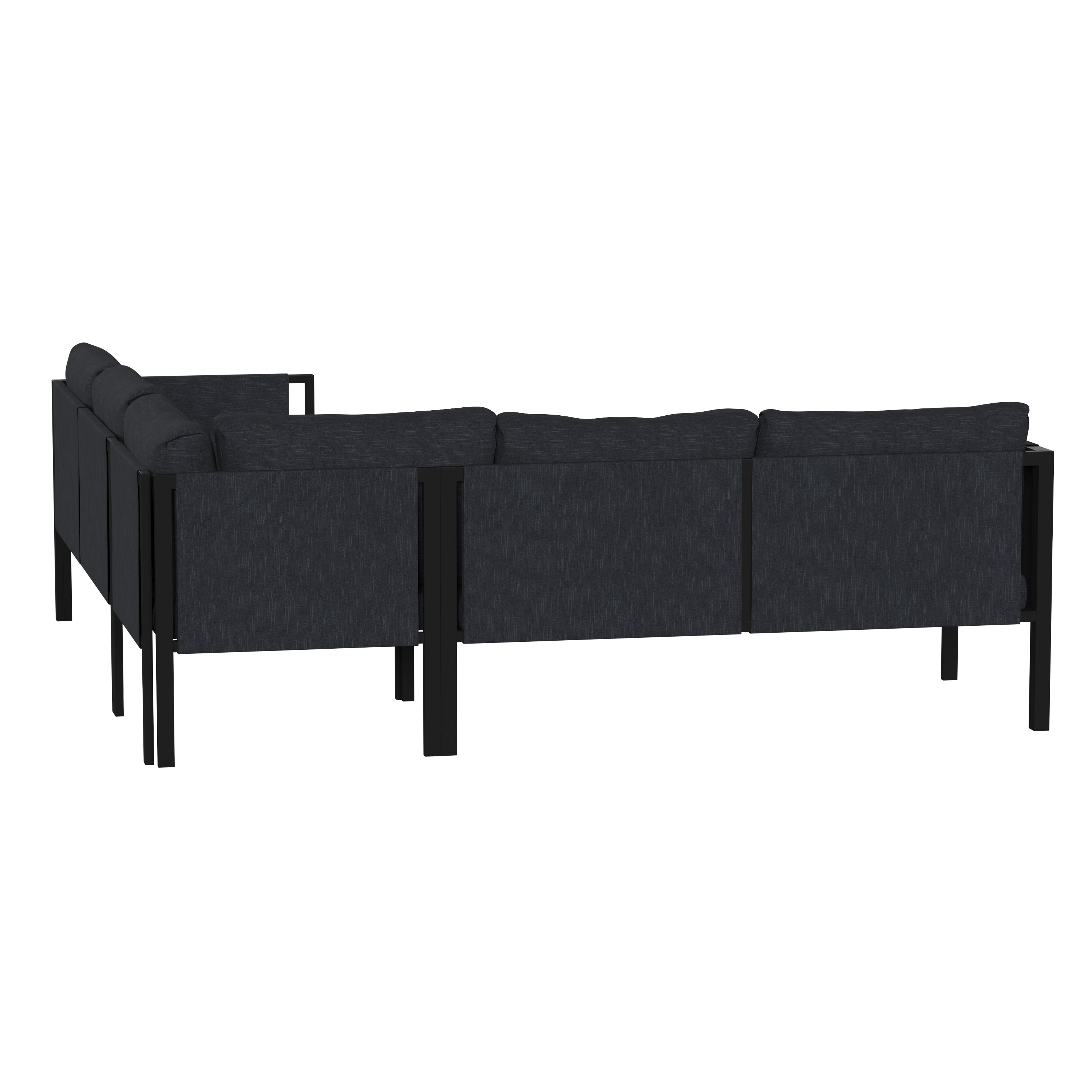 Lea Indoor/Outdoor Sectional with Cushions - Modern Steel Framed Chair with Dual Storage Pockets-Outdoor Sectional-Flash Furniture-Wall2Wall Furnishings