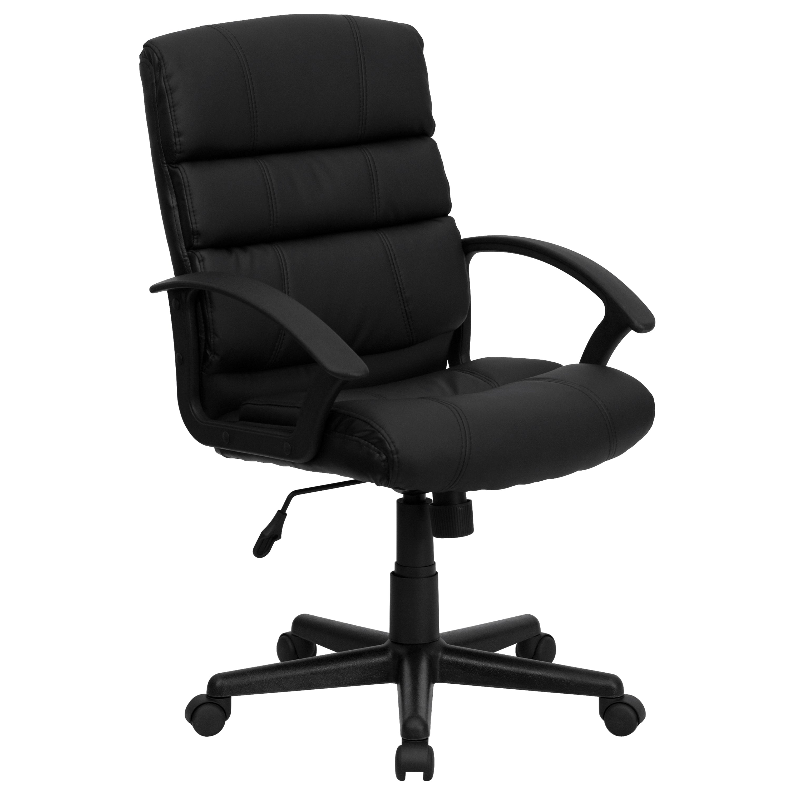 Mid-Back LeatherSoft Swivel Task Office Chair with Accent Divided Back and Arms