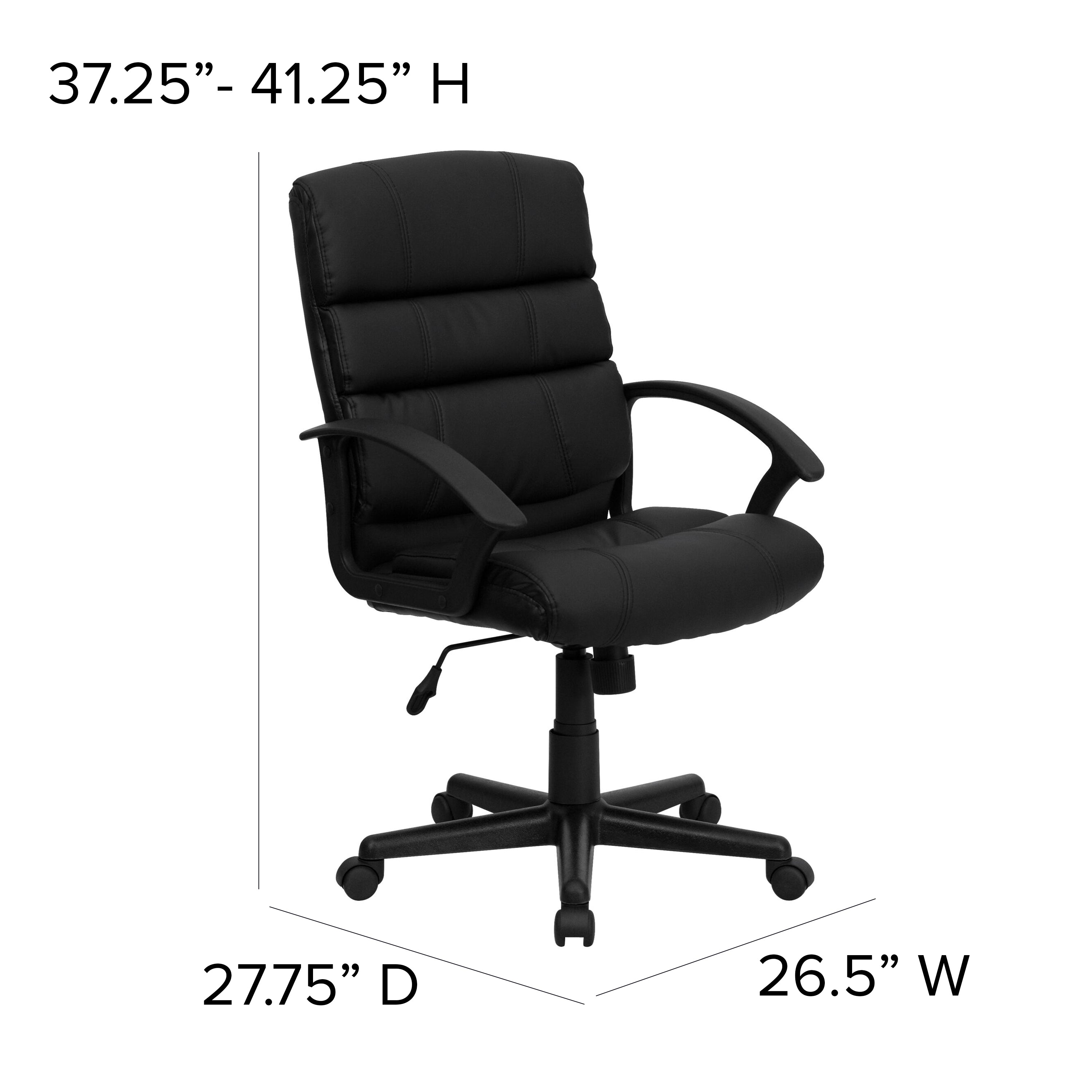 Mid-Back LeatherSoft Swivel Task Office Chair with Accent Divided Back and Arms