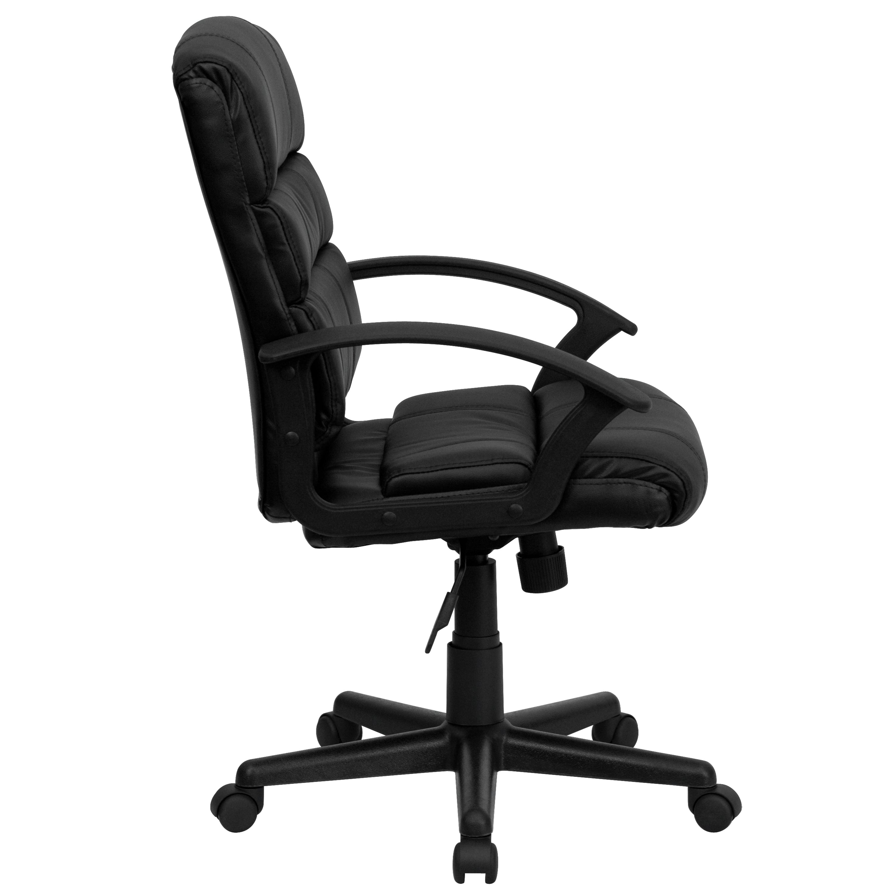 Mid-Back LeatherSoft Swivel Task Office Chair with Accent Divided Back and Arms