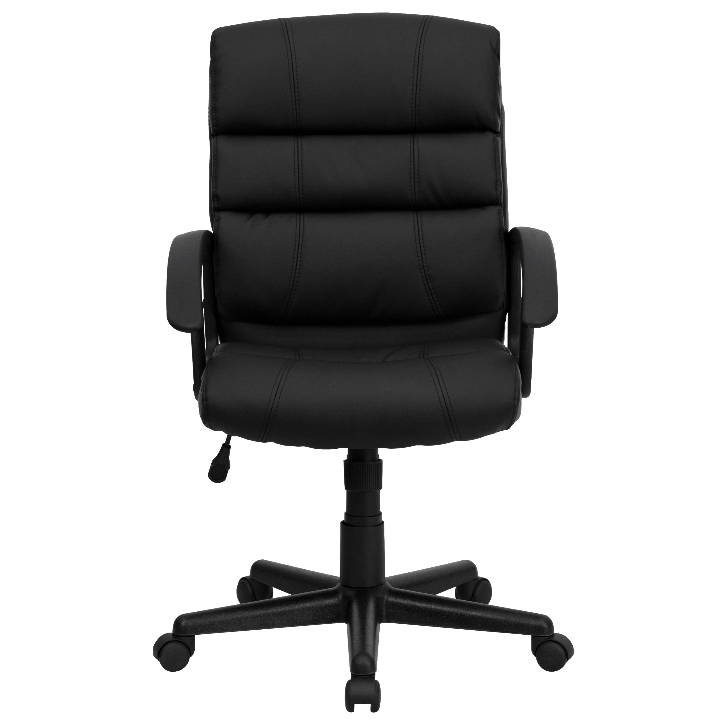 Mid-Back LeatherSoft Swivel Task Office Chair with Accent Divided Back and Arms