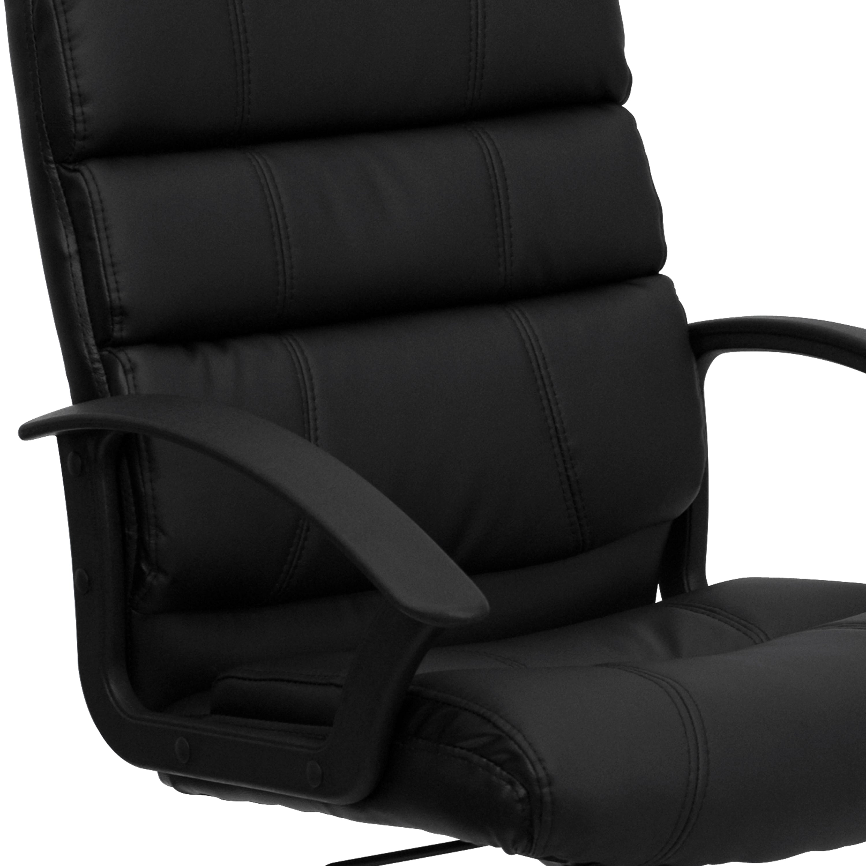 Mid-Back LeatherSoft Swivel Task Office Chair with Accent Divided Back and Arms