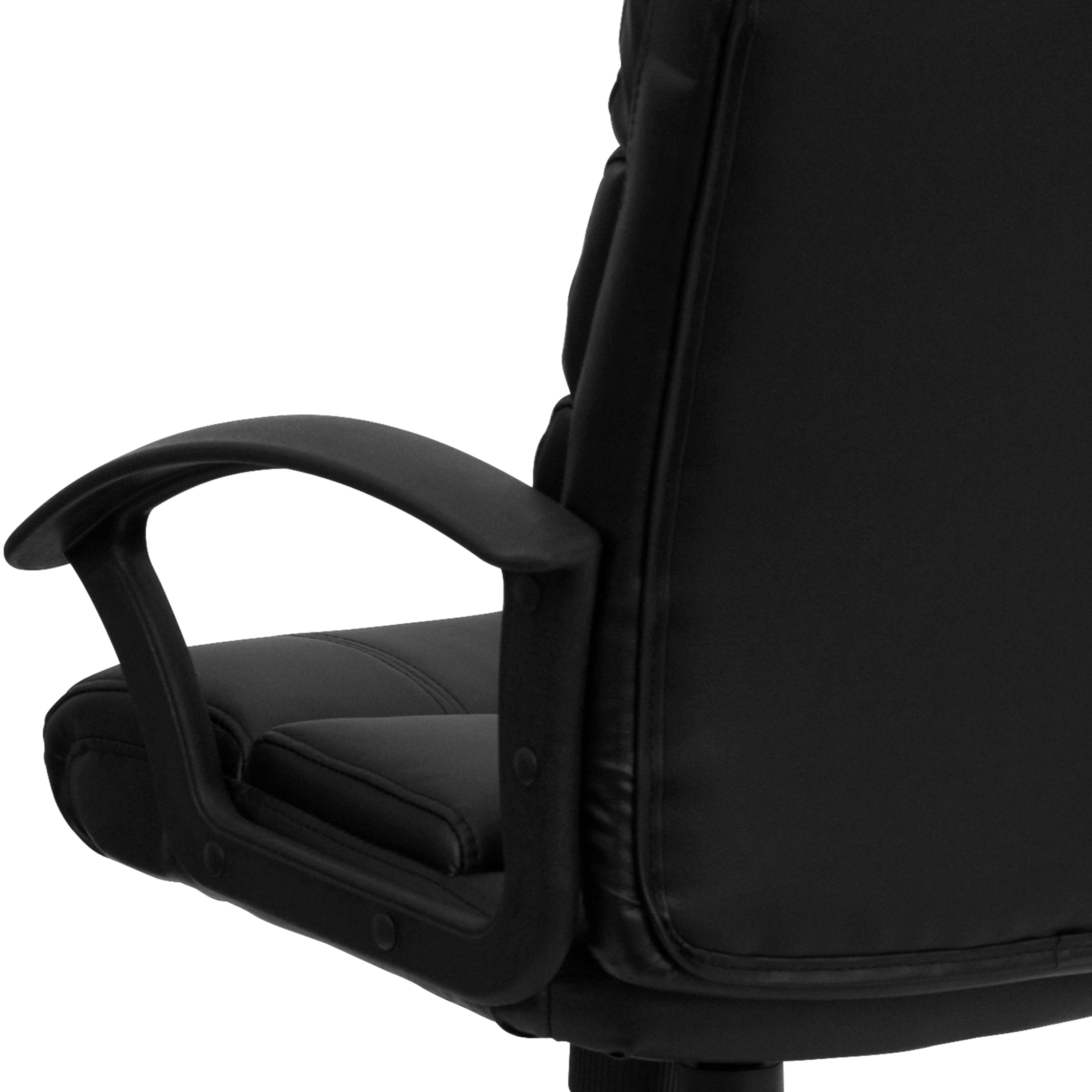 Mid-Back LeatherSoft Swivel Task Office Chair with Accent Divided Back and Arms