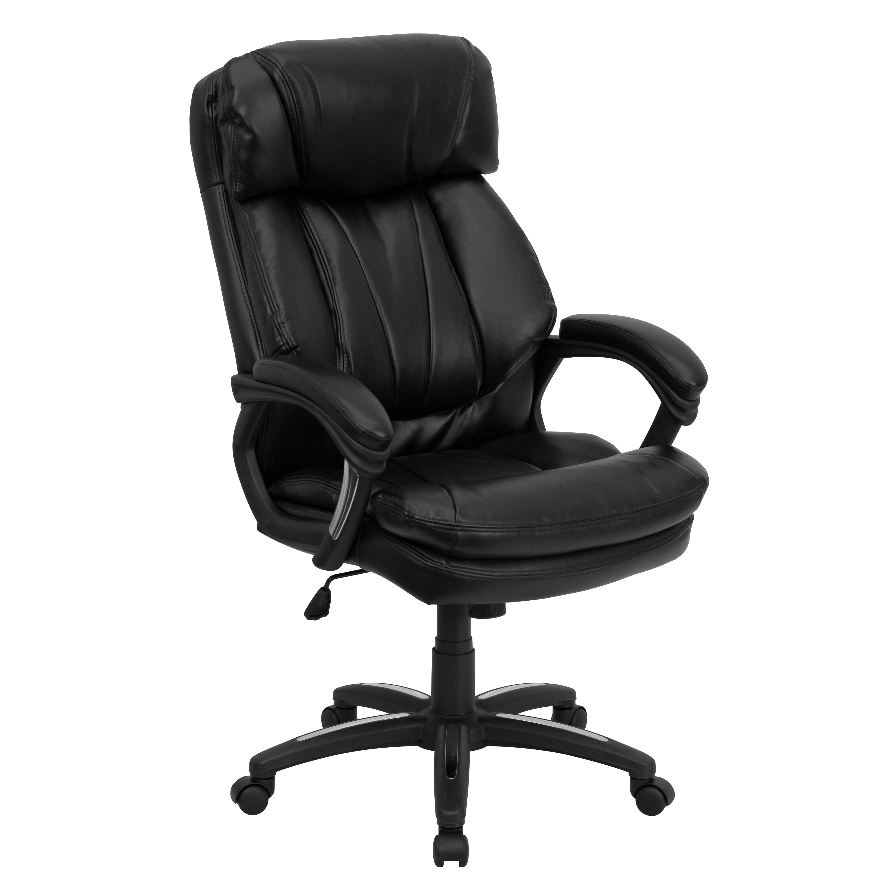 High Back LeatherSoft Executive Swivel Ergonomic Office Chair with Plush Headrest, Extensive Padding and Arms-Office Chair-Flash Furniture-Wall2Wall Furnishings