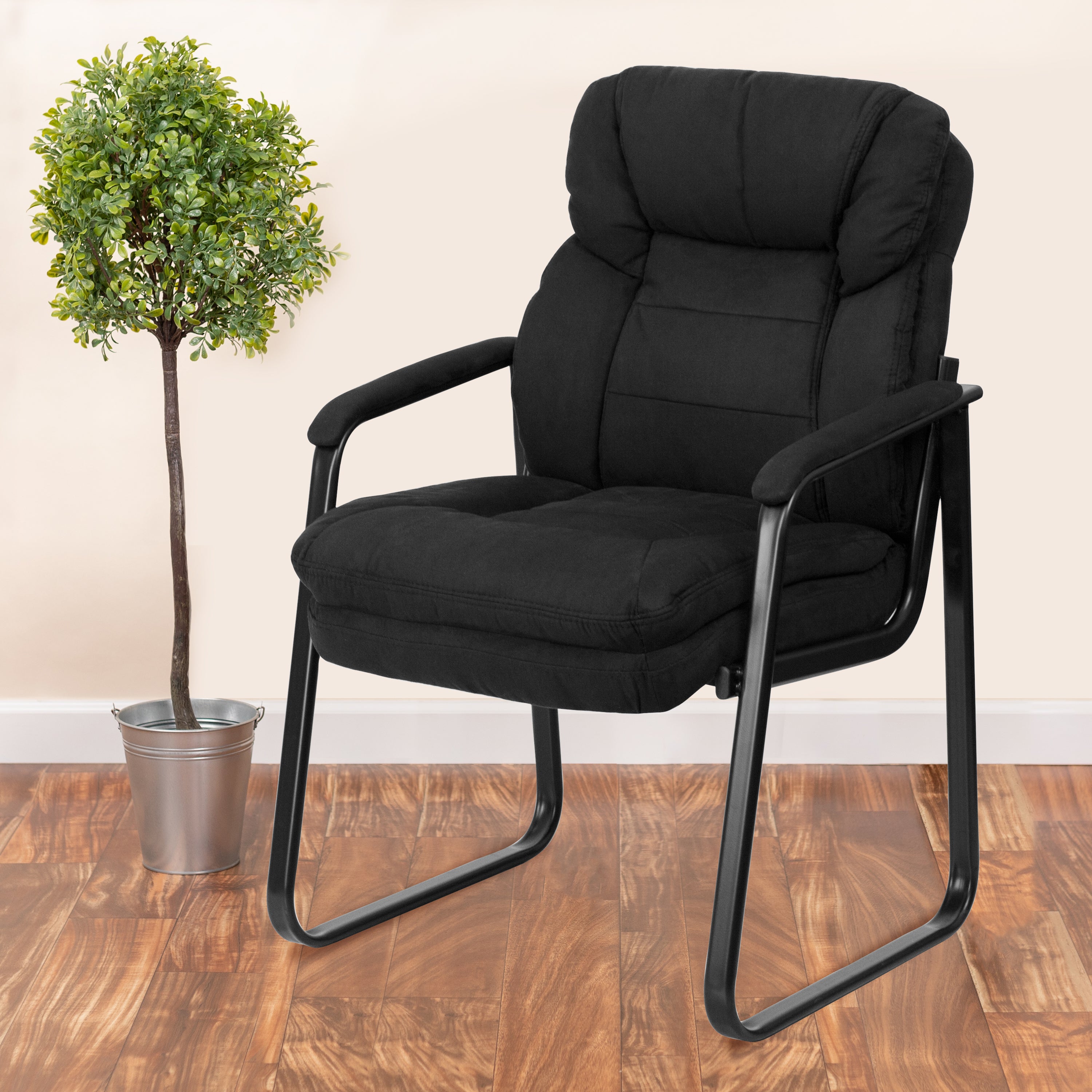 Executive Side Reception Chair with Lumbar Support and Sled Base-Office Chair-Flash Furniture-Wall2Wall Furnishings