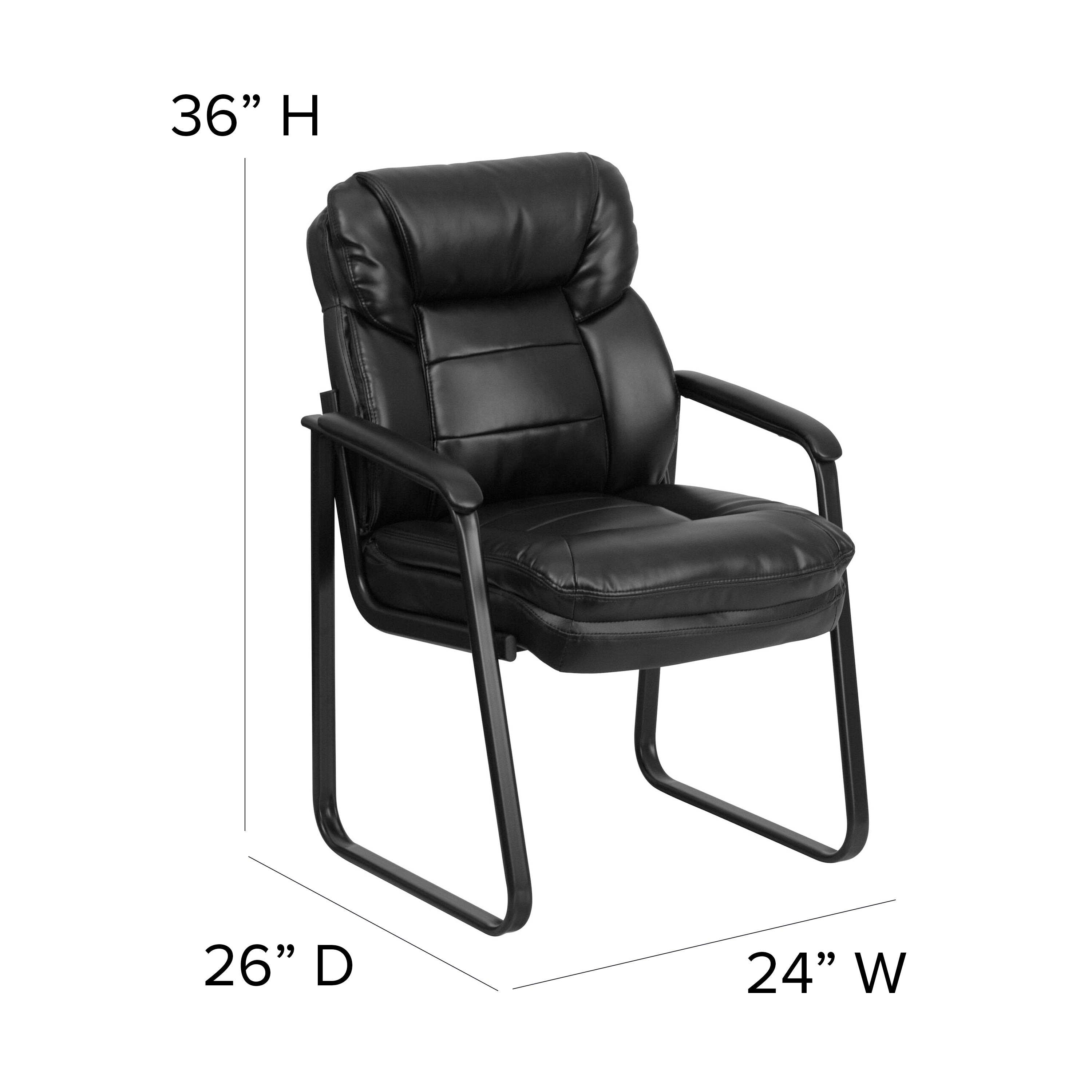 Executive Side Reception Chair with Lumbar Support and Sled Base