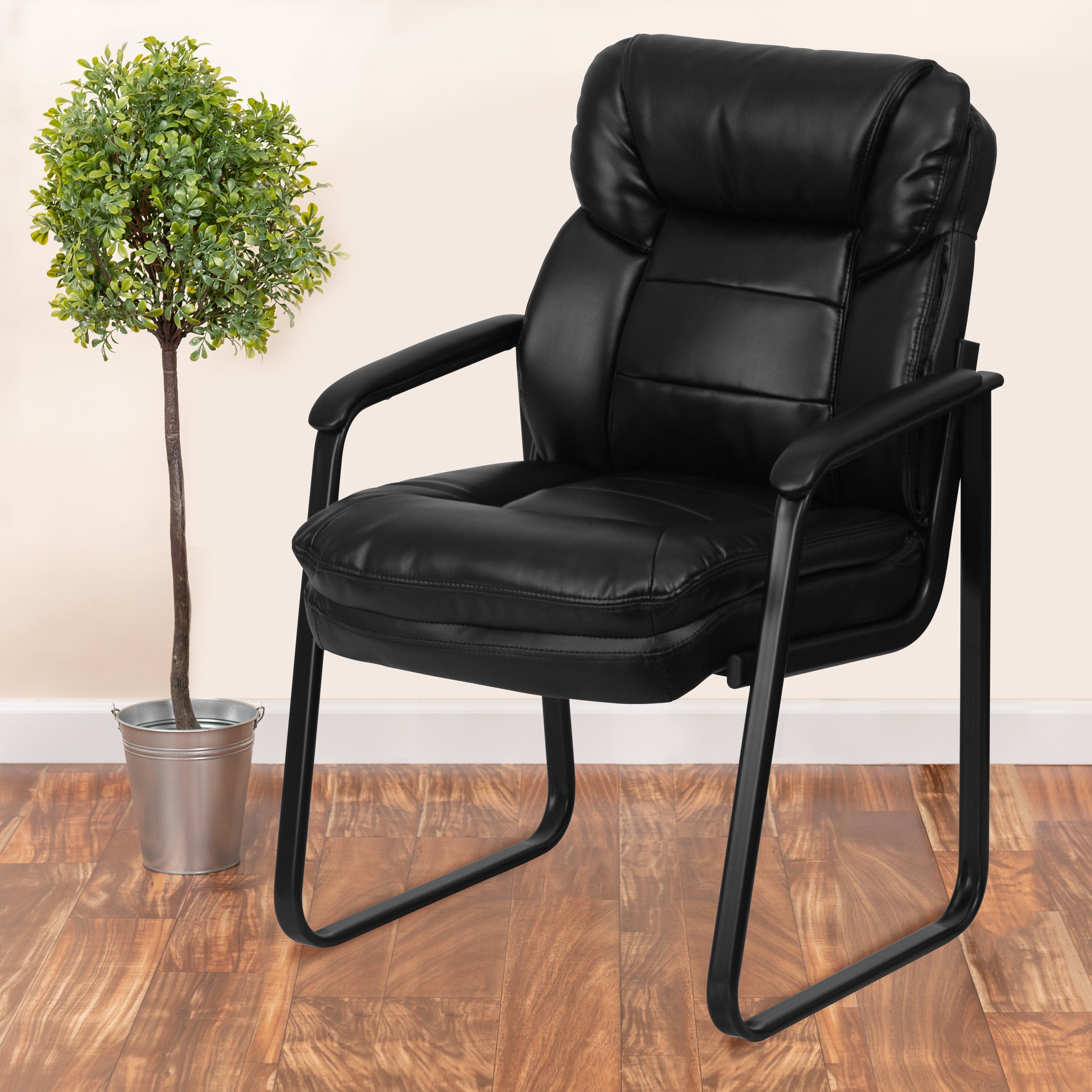 Executive Side Reception Chair with Lumbar Support and Sled Base