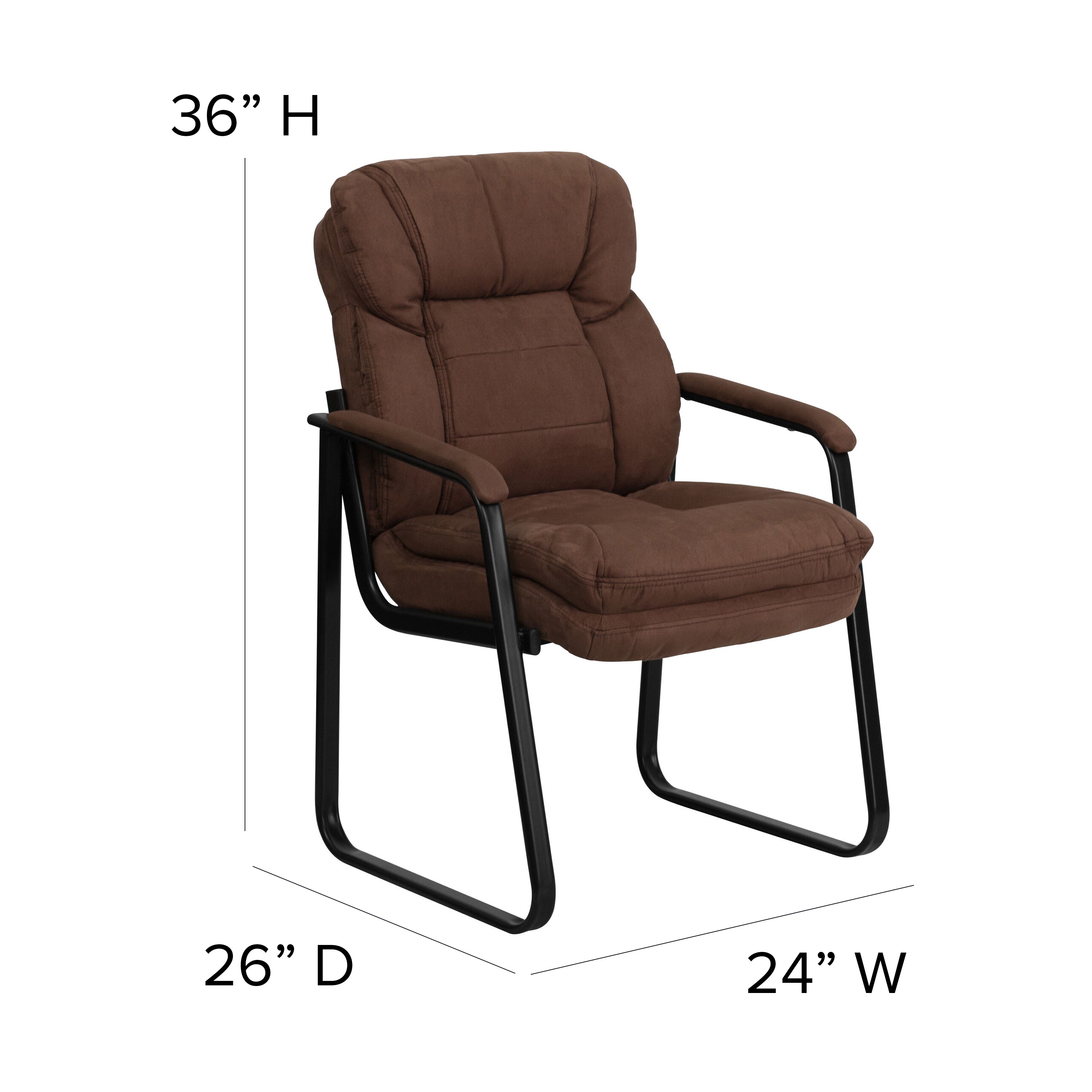 Executive Side Reception Chair with Lumbar Support and Sled Base