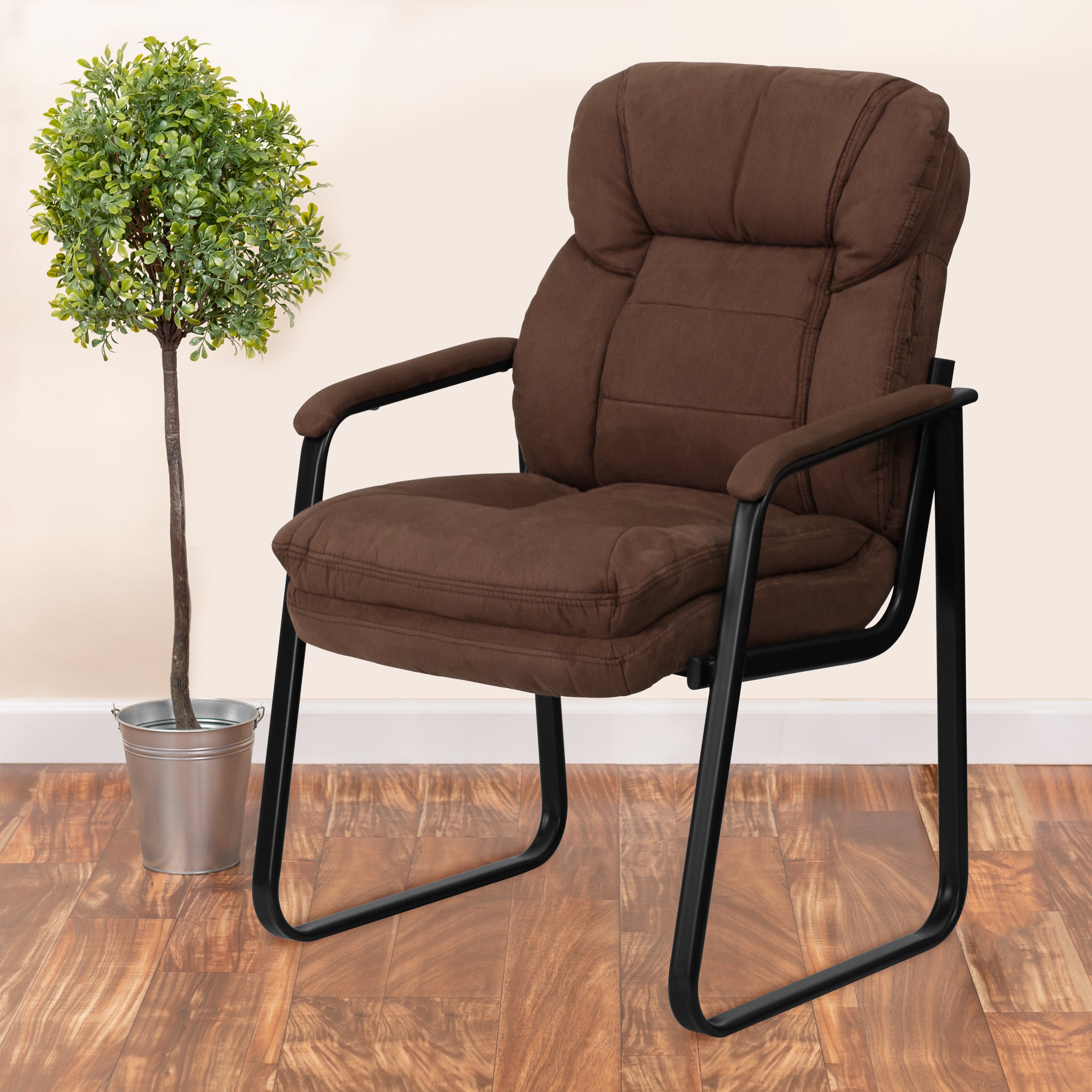 Executive Side Reception Chair with Lumbar Support and Sled Base
