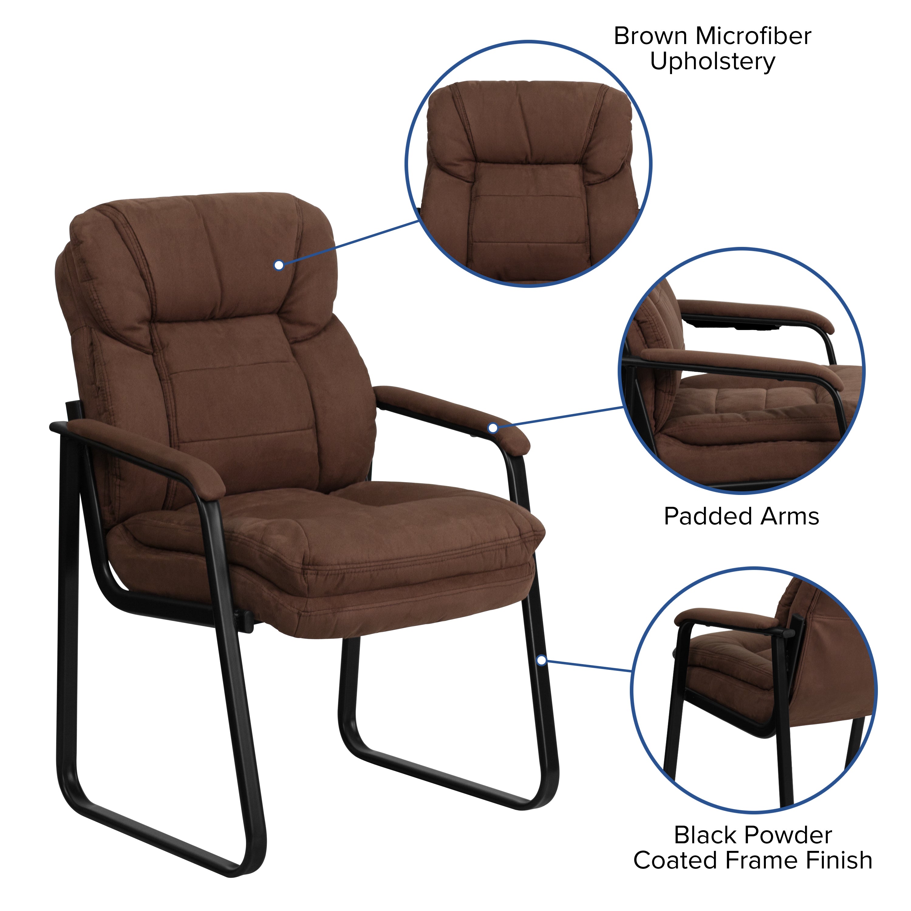 Executive Side Reception Chair with Lumbar Support and Sled Base
