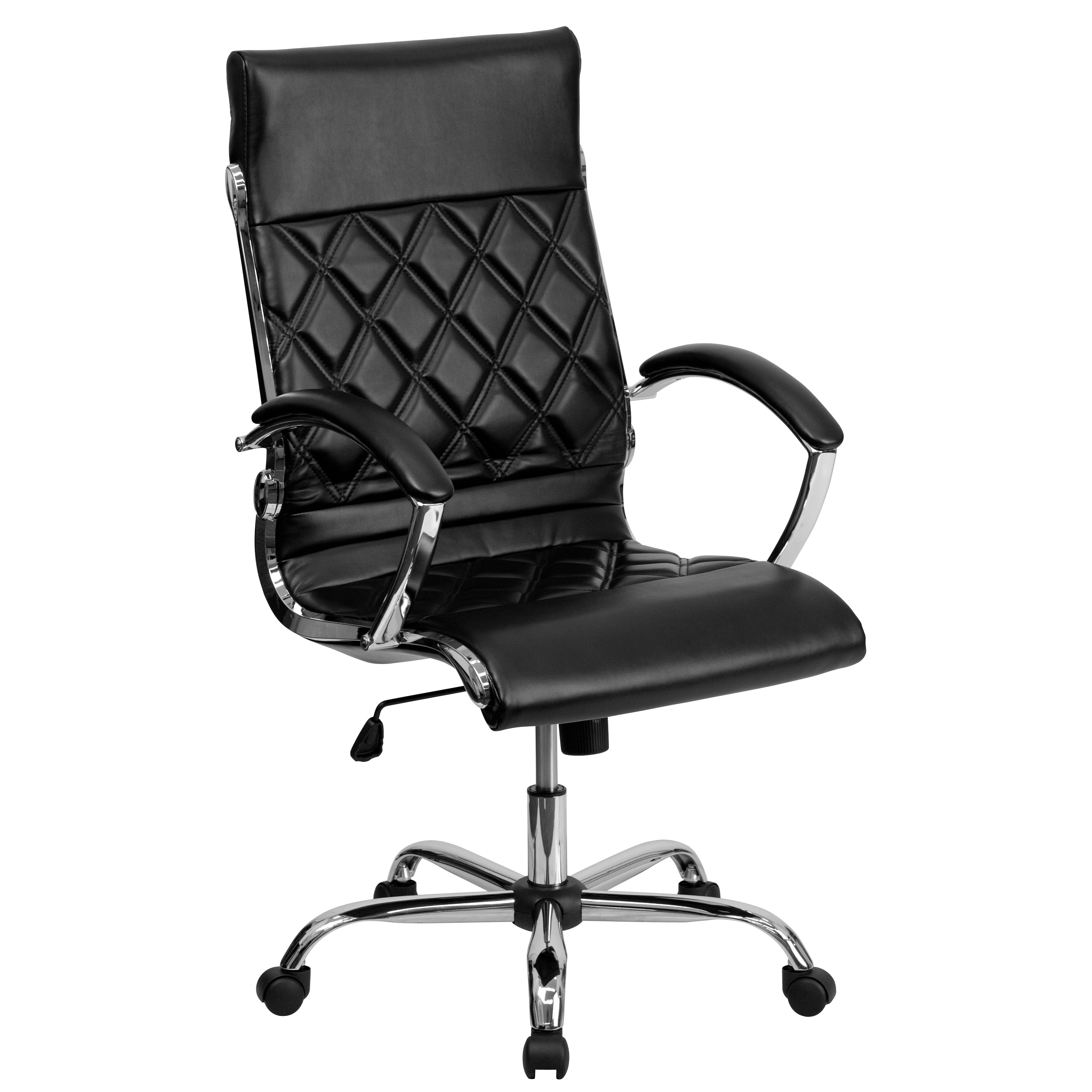 High Back Designer Quilted LeatherSoft Executive Swivel Office Chair with Chrome Base and Arms-Office Chair-Flash Furniture-Wall2Wall Furnishings