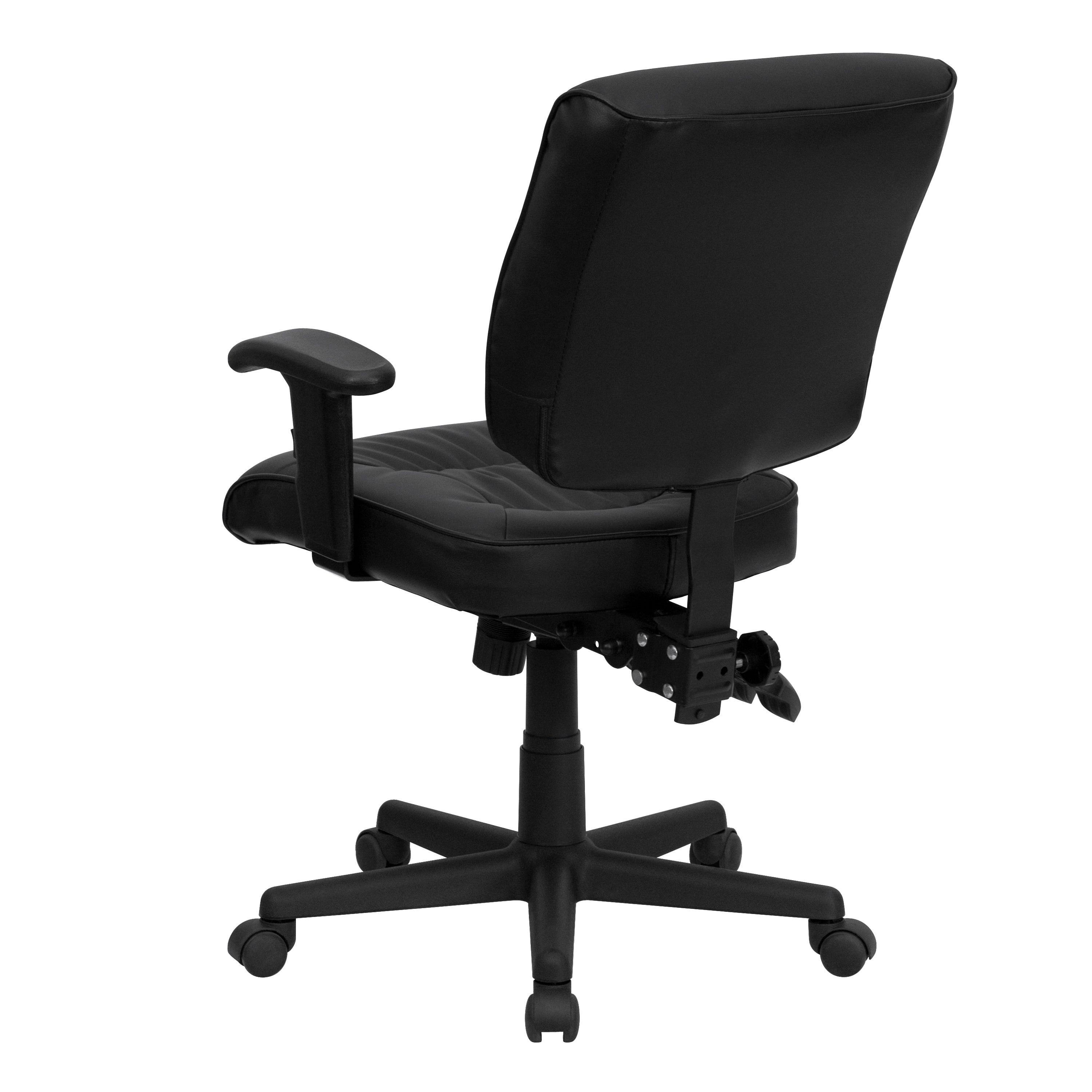 Mid-Back LeatherSoft Multifunction Swivel Ergonomic Task Office Chair with Adjustable Arms-Office Chair-Flash Furniture-Wall2Wall Furnishings