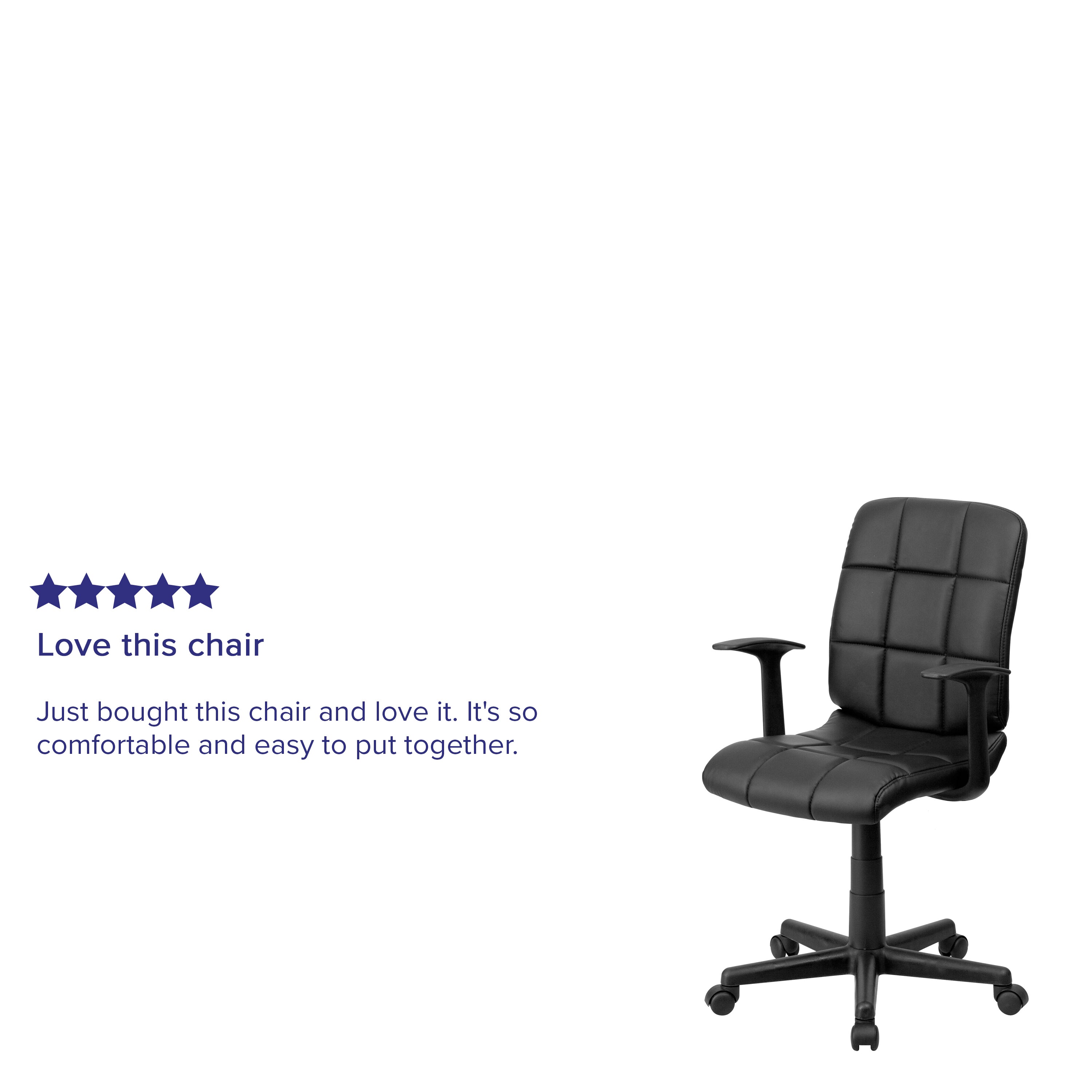 Mid-Back Quilted Vinyl Swivel Task Office Chair with Arms