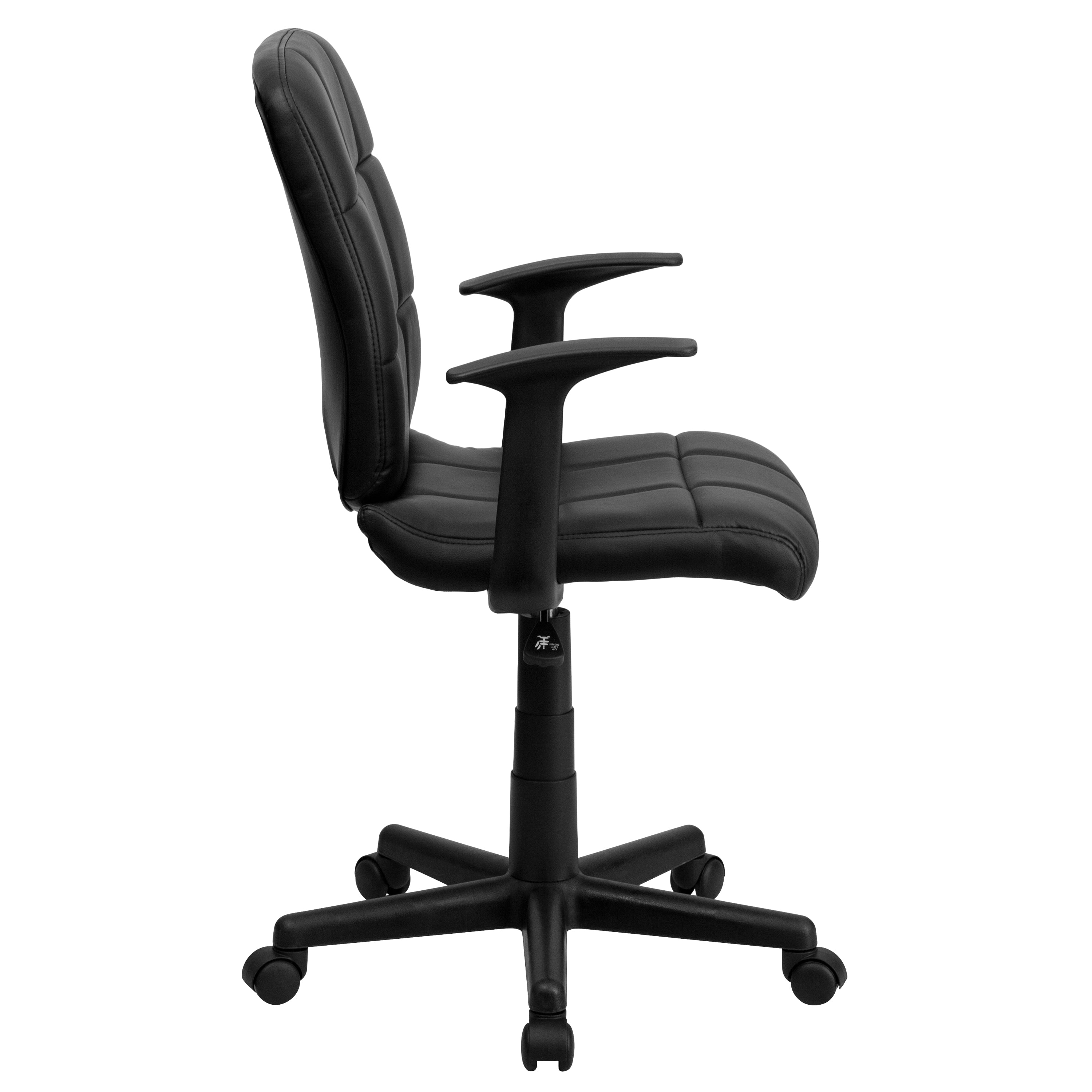 Mid-Back Quilted Vinyl Swivel Task Office Chair with Arms
