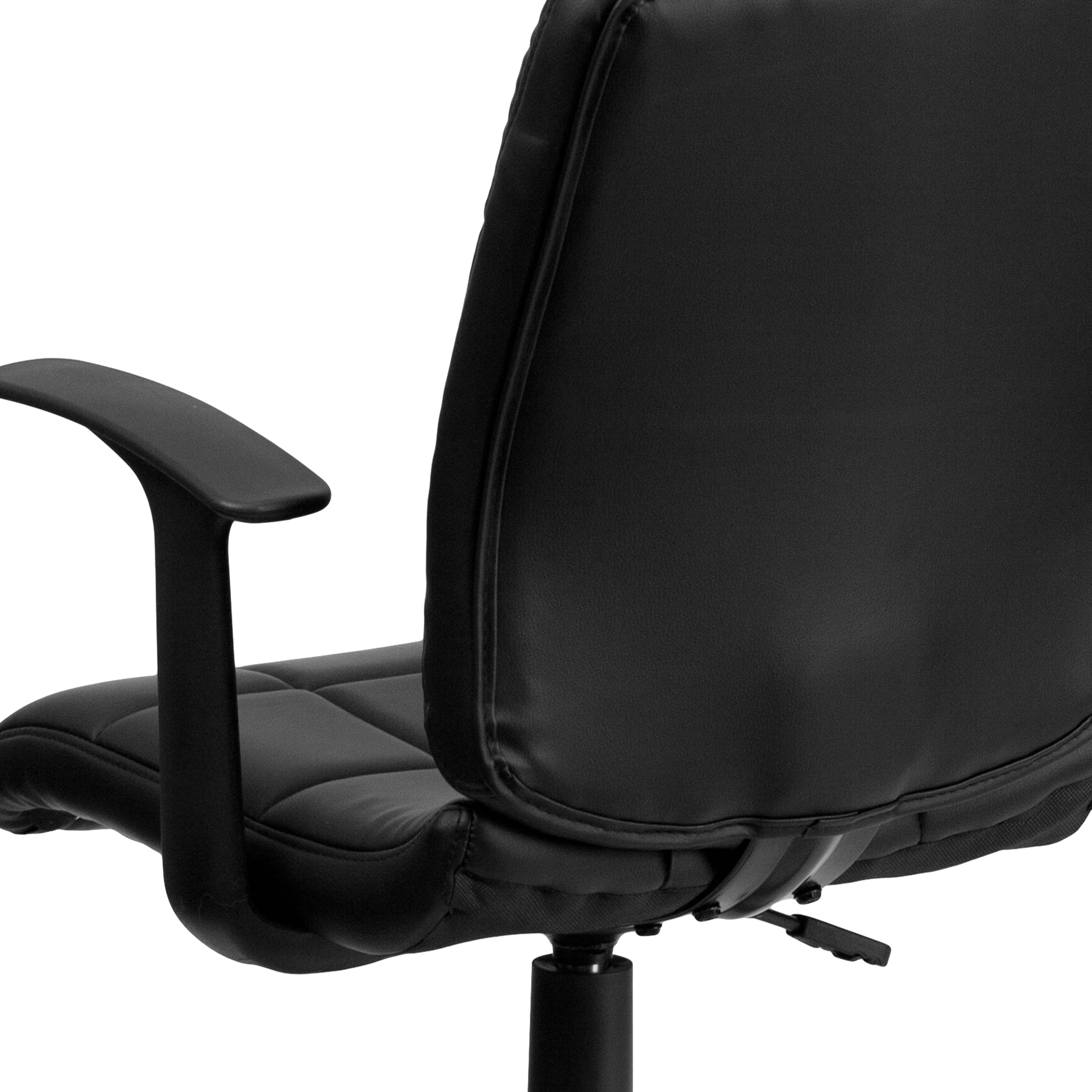 Mid-Back Quilted Vinyl Swivel Task Office Chair with Arms