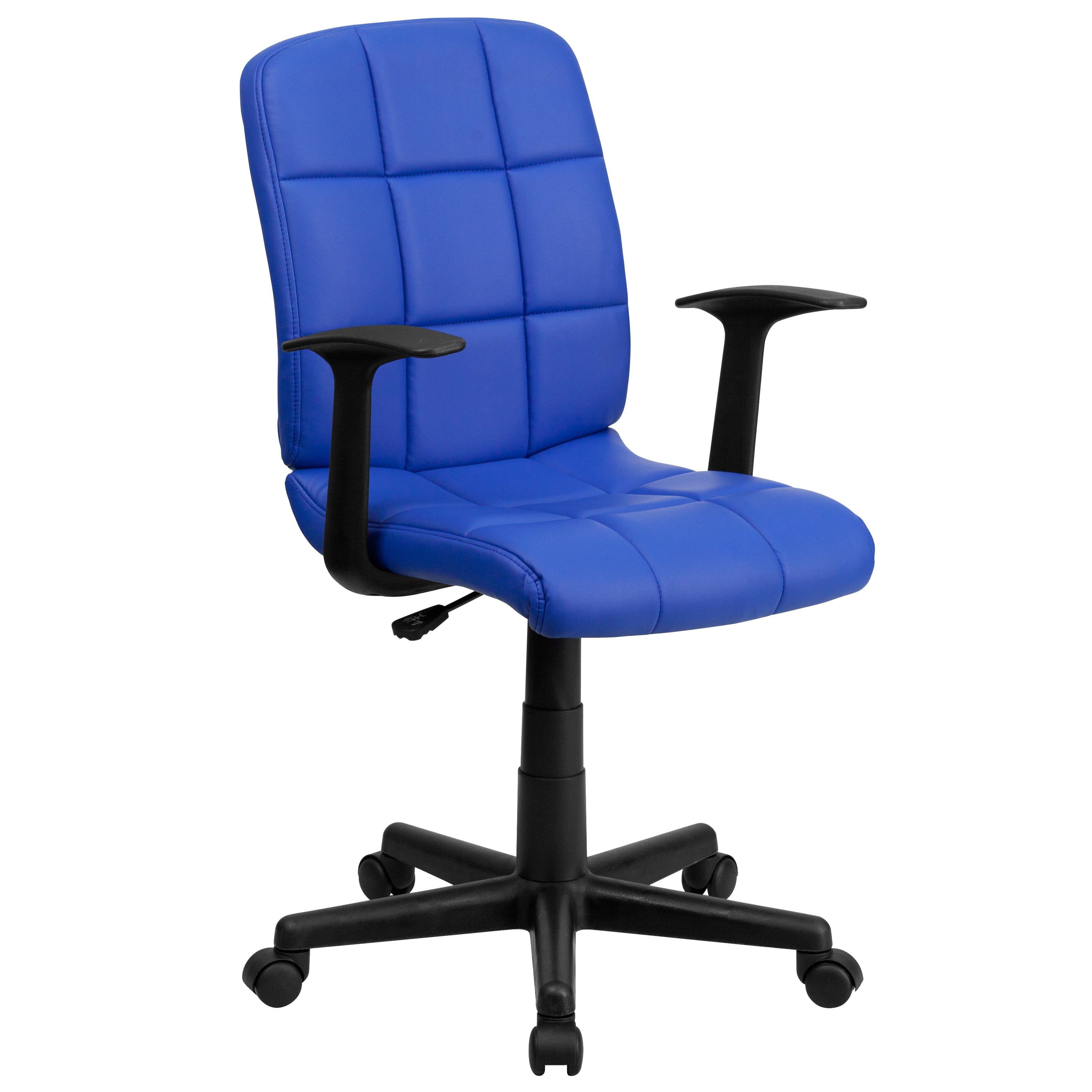 Mid-Back Quilted Vinyl Swivel Task Office Chair with Arms