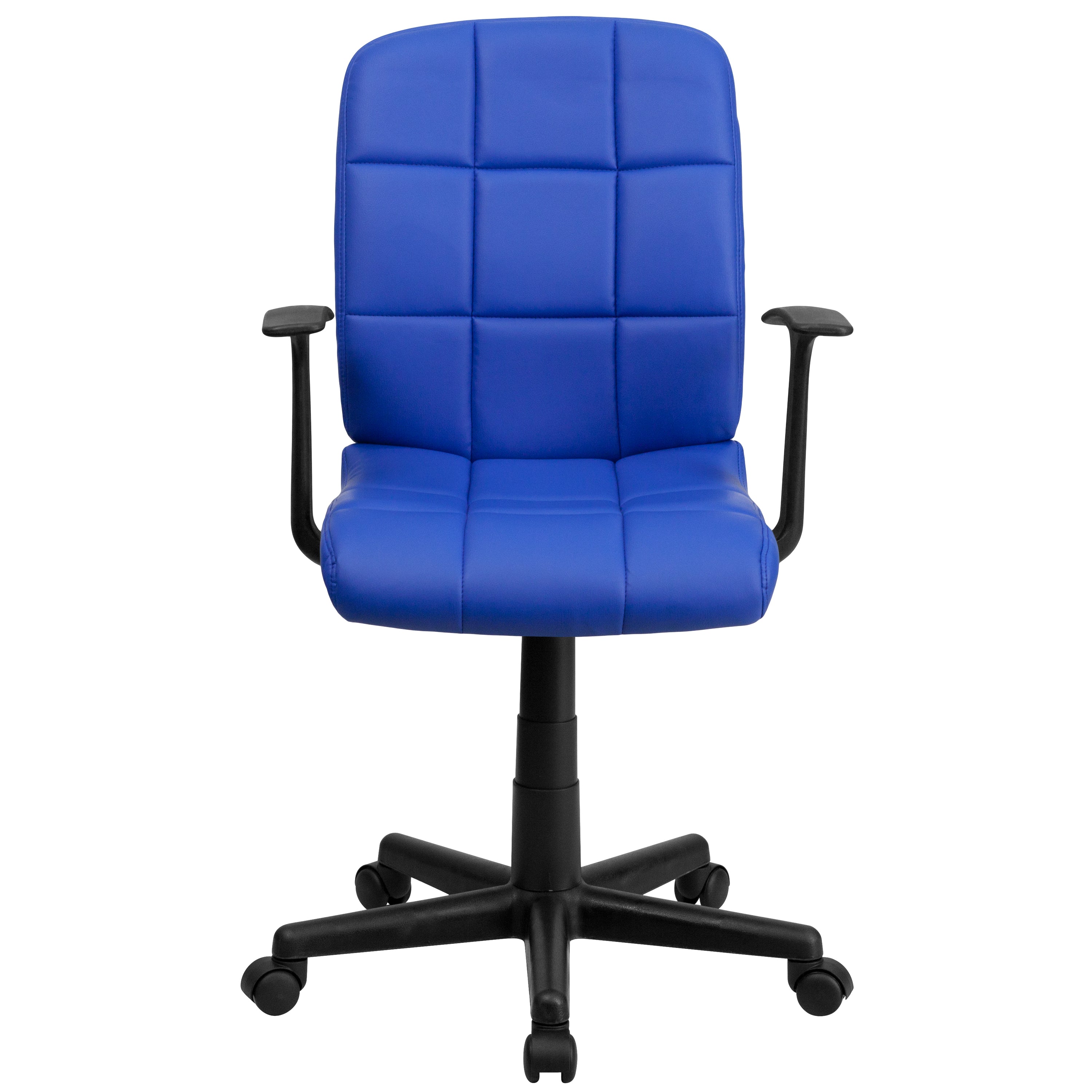 Mid-Back Quilted Vinyl Swivel Task Office Chair with Arms