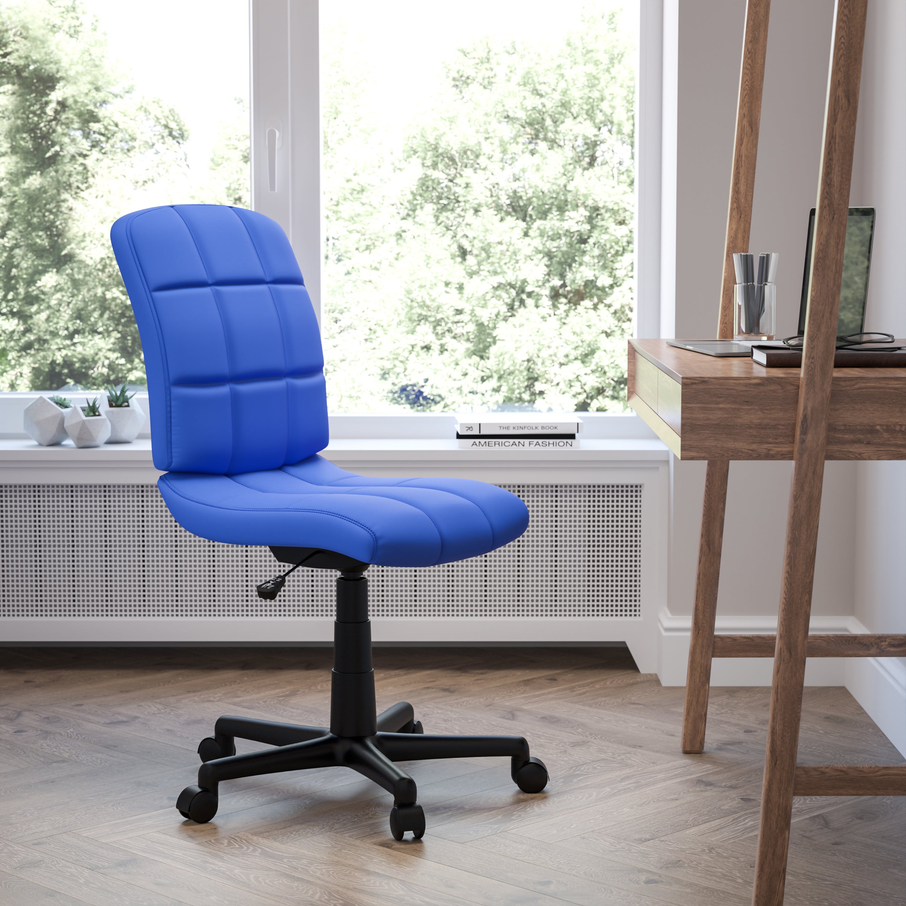 Mid-Back Quilted Vinyl Swivel Task Office Chair