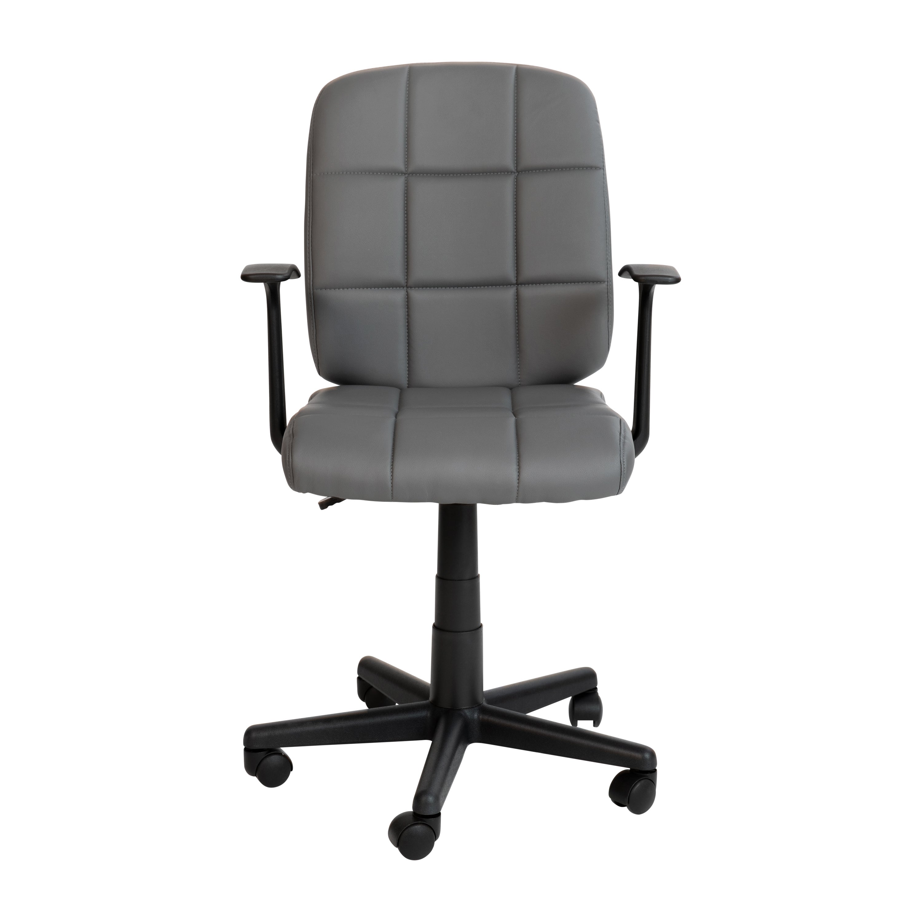 Mid-Back Quilted Vinyl Swivel Task Office Chair with Arms
