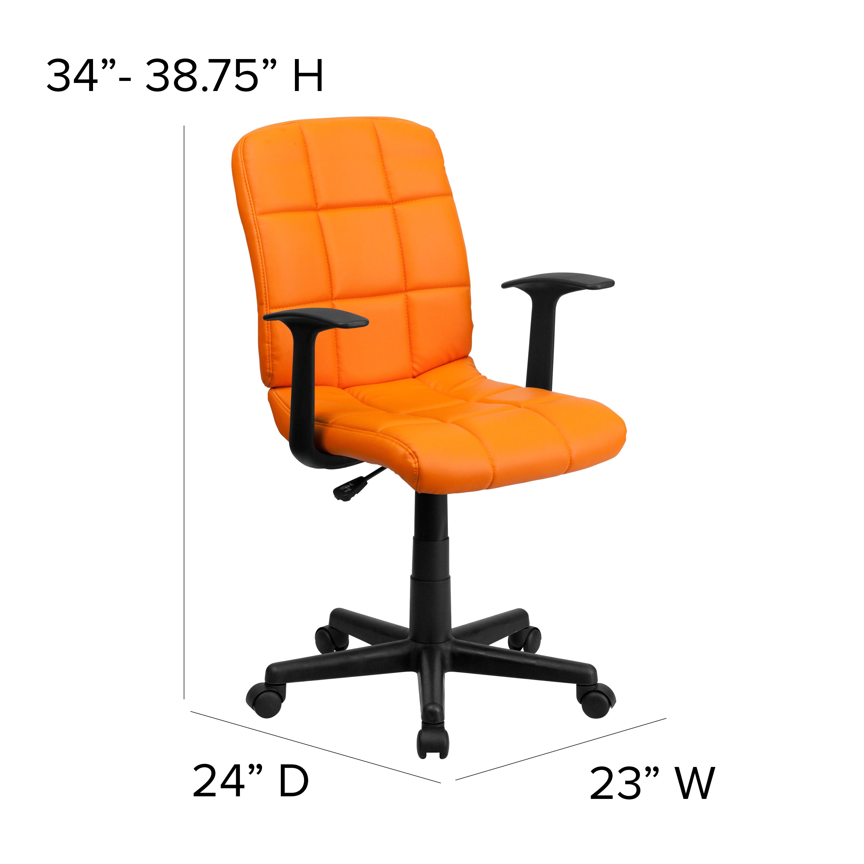 Mid-Back Quilted Vinyl Swivel Task Office Chair with Arms