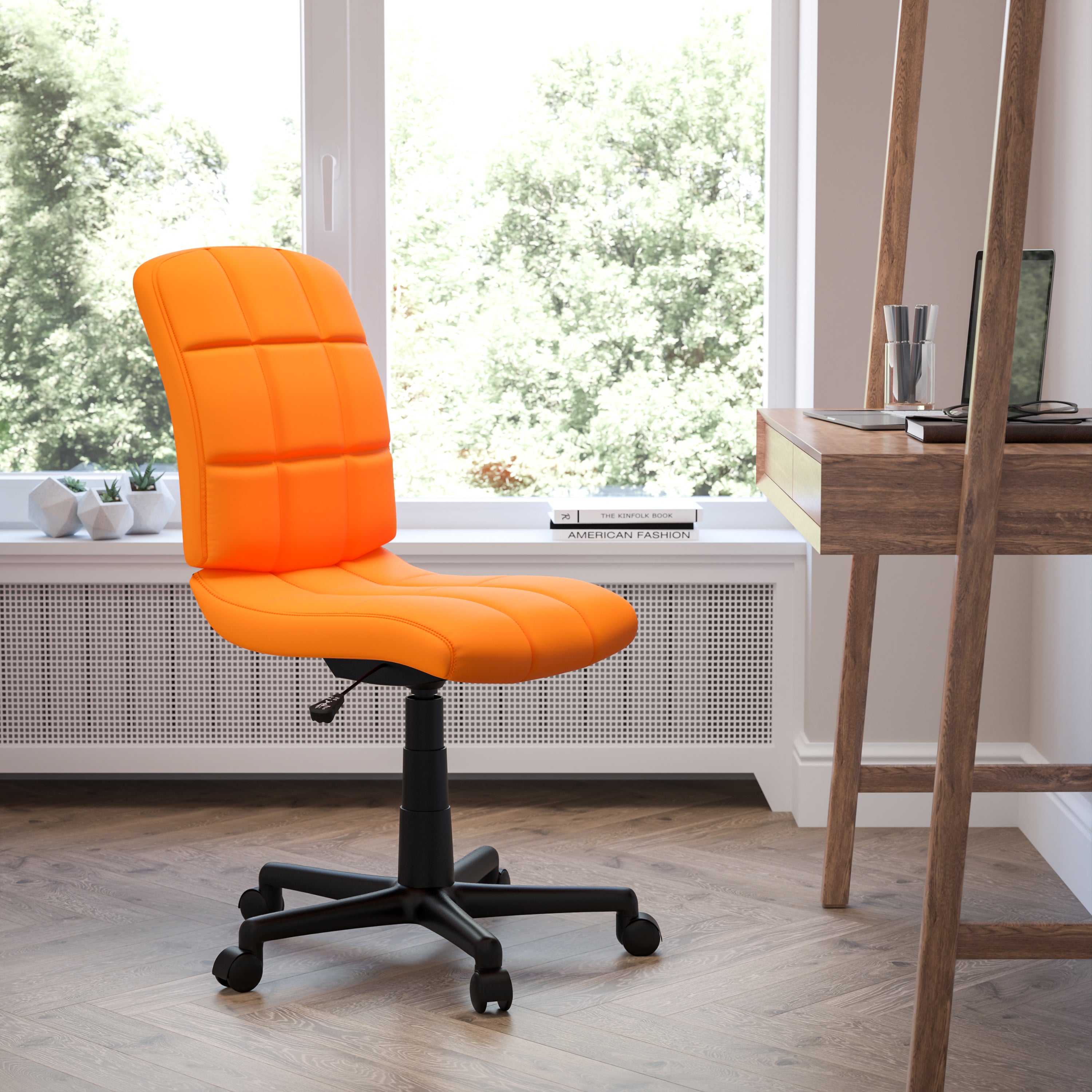 Mid-Back Quilted Vinyl Swivel Task Office Chair