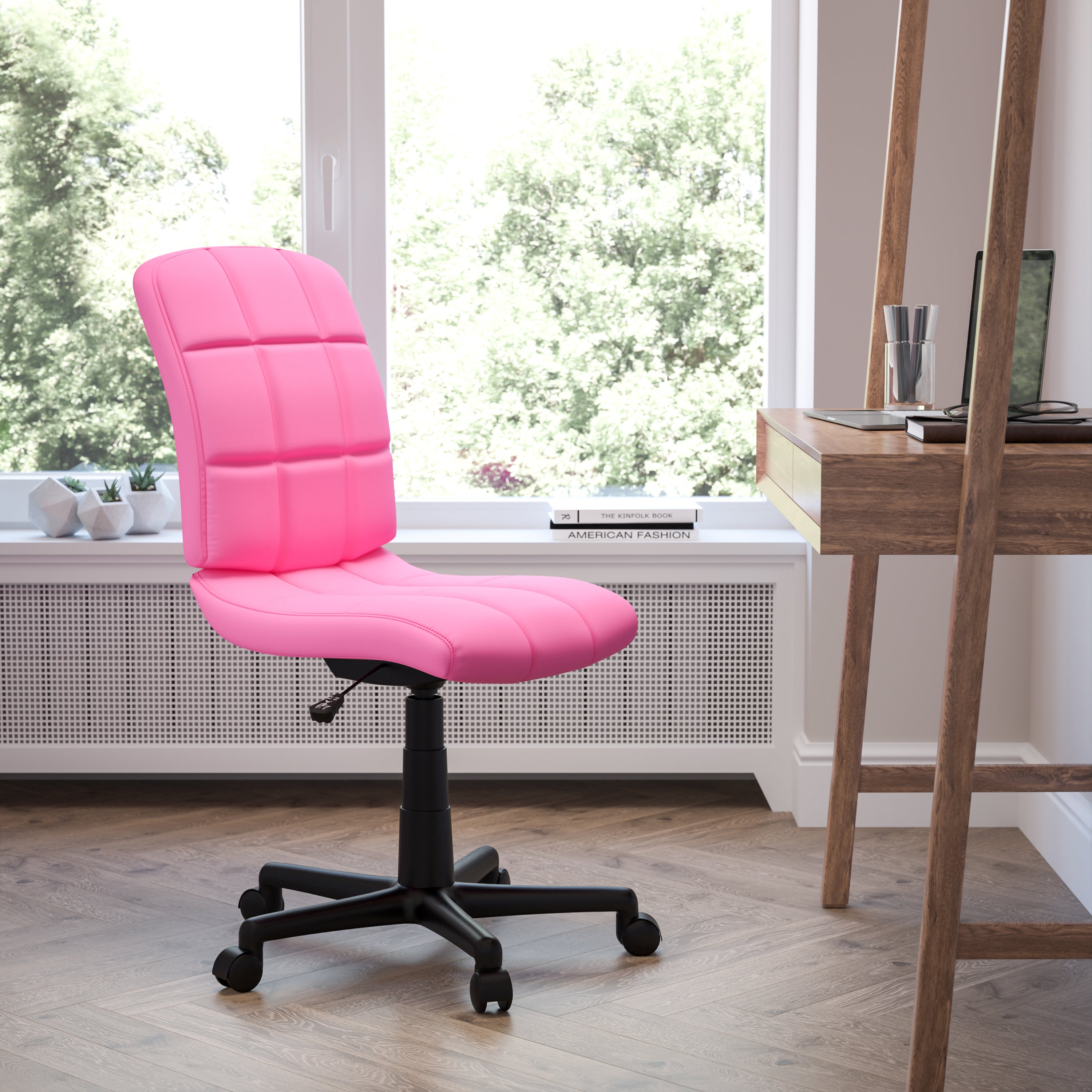 Mid-Back Quilted Vinyl Swivel Task Office Chair