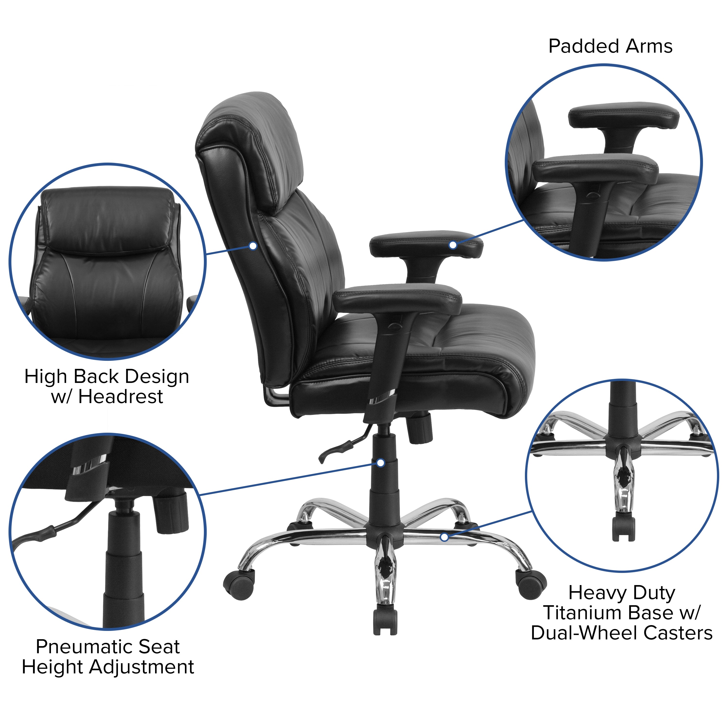 HERCULES Series Big & Tall 400 lb. Rated Swivel Ergonomic Task Office Chair with Clean Line Stitching and Adjustable Arms-Big & Tall Office Chair-Flash Furniture-Wall2Wall Furnishings