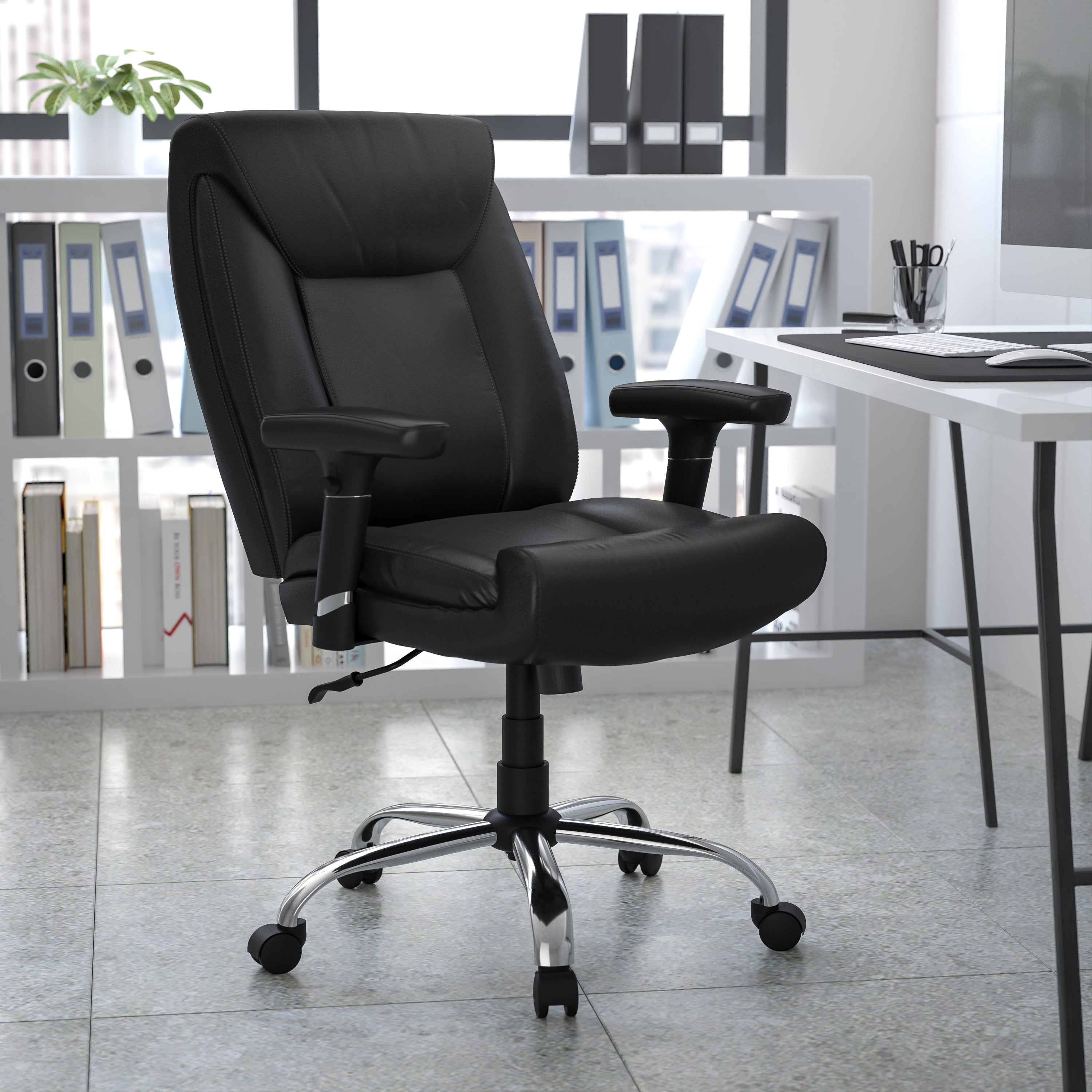 HERCULES Series Big & Tall 400 lb. Rated Swivel Ergonomic Task Office Chair with Deep Tufted Seating and Adjustable Arms-Big & Tall Office Chair-Flash Furniture-Wall2Wall Furnishings