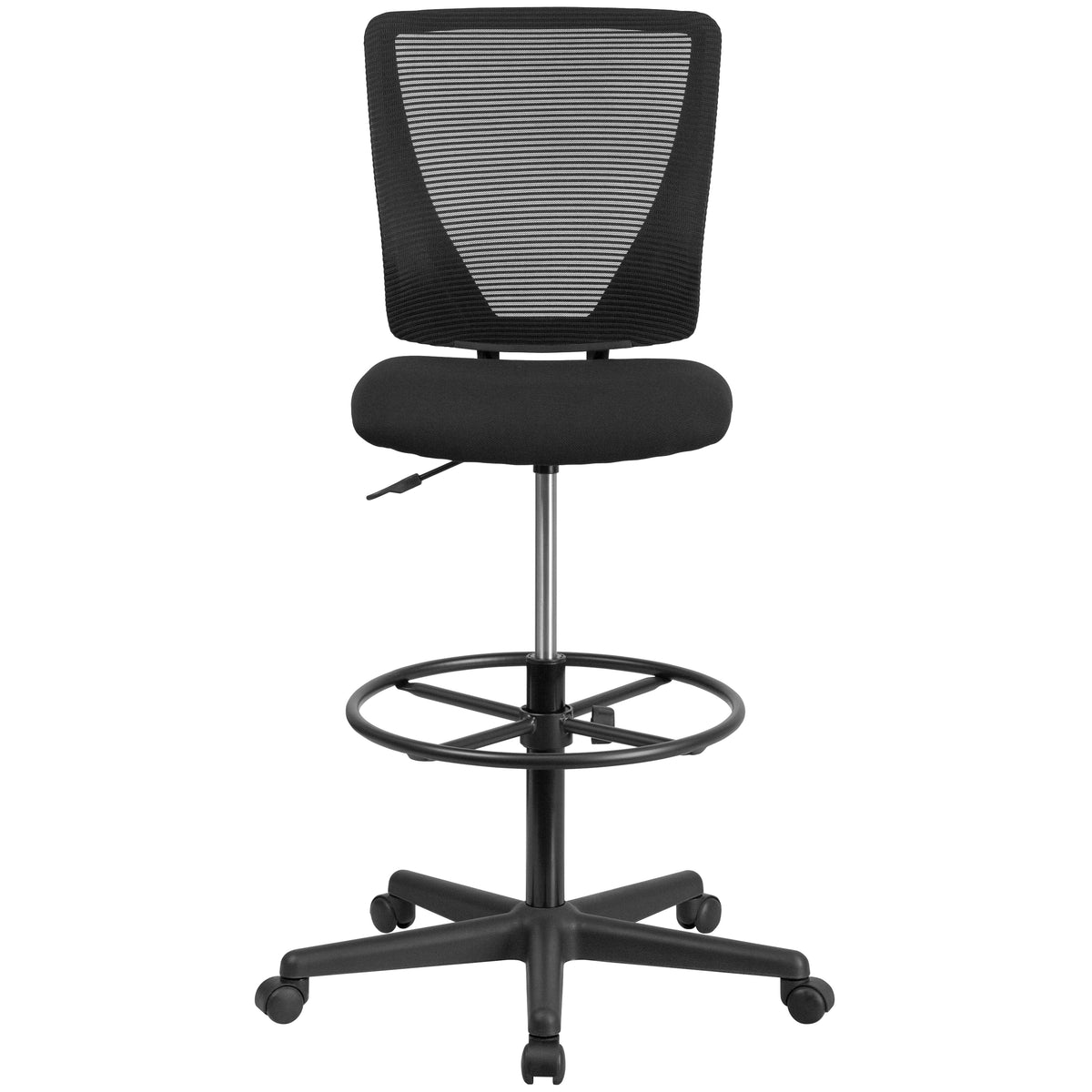 Ergonomic Mid-Back Mesh Drafting Chair with Fabric Seat and Adjustable Foot Ring