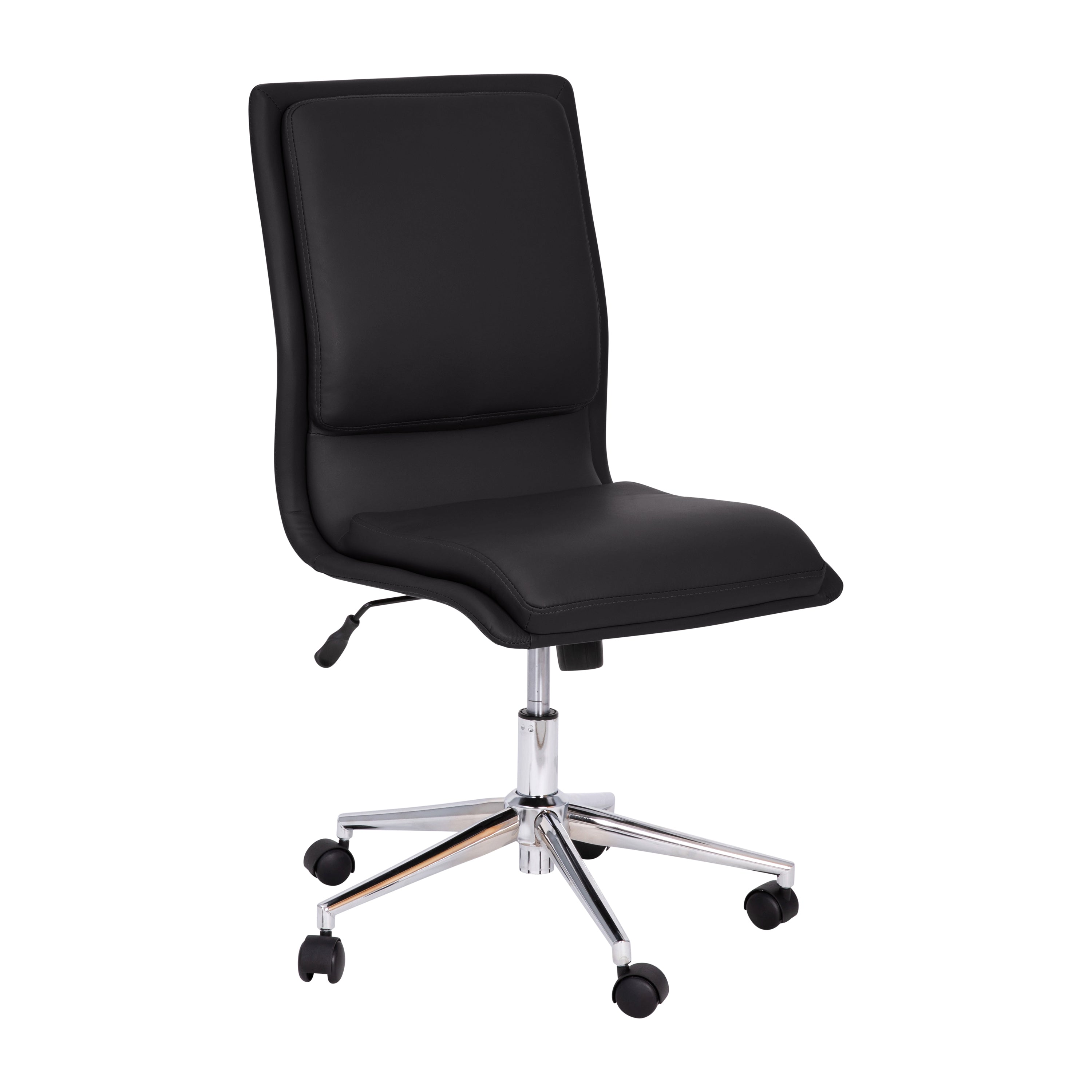 Madigan Mid-Back Armless Swivel Task Office Chair with Upholstery and Adjustable Metal Base-Task Office Chair-Flash Furniture-Wall2Wall Furnishings