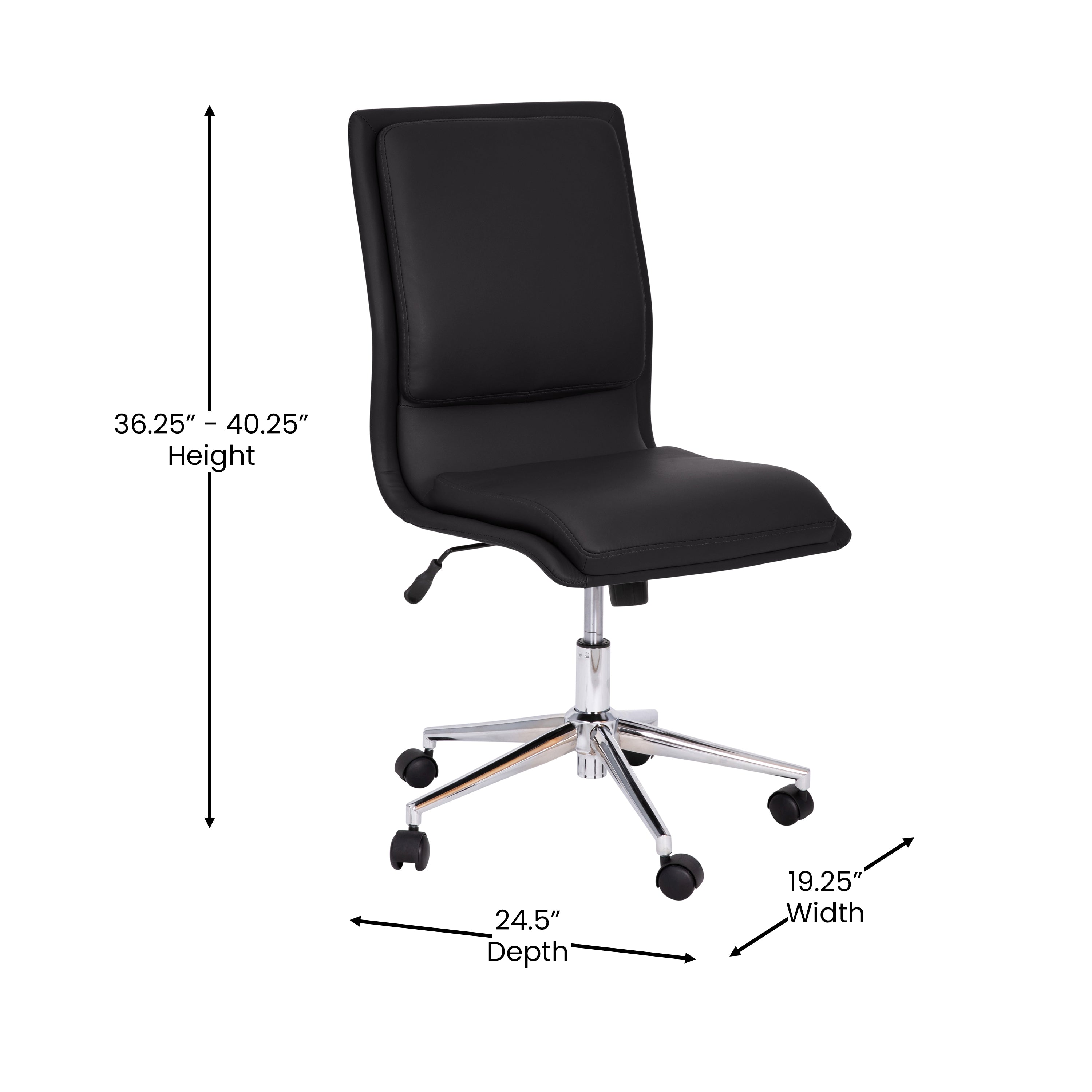 Madigan Mid-Back Armless Swivel Task Office Chair with Upholstery and Adjustable Metal Base