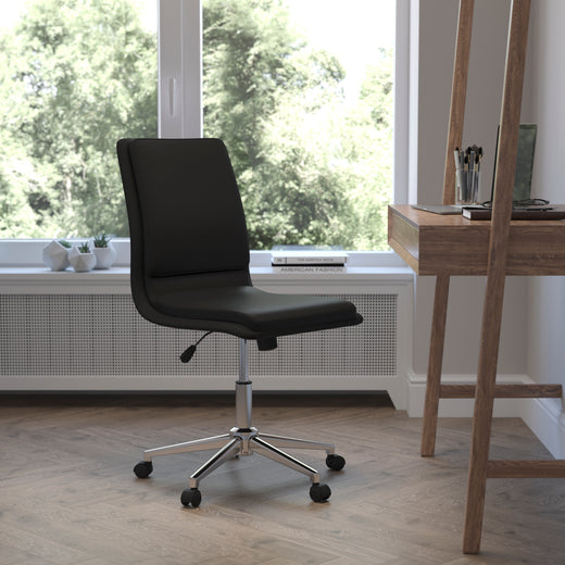 Madigan Mid-Back Armless Swivel Task Office Chair with Upholstery and Adjustable Metal Base