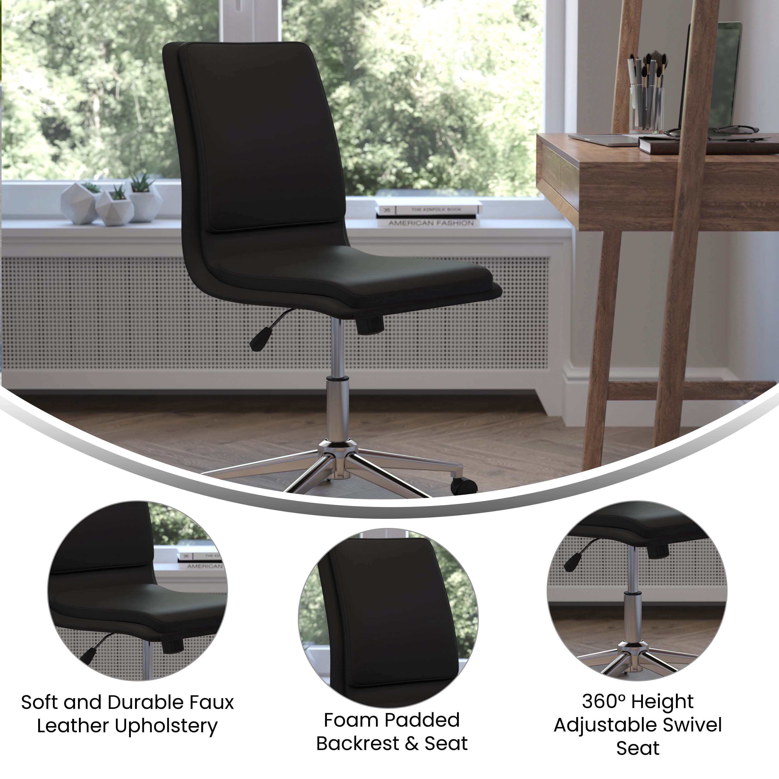 Madigan Mid-Back Armless Swivel Task Office Chair with Upholstery and Adjustable Metal Base