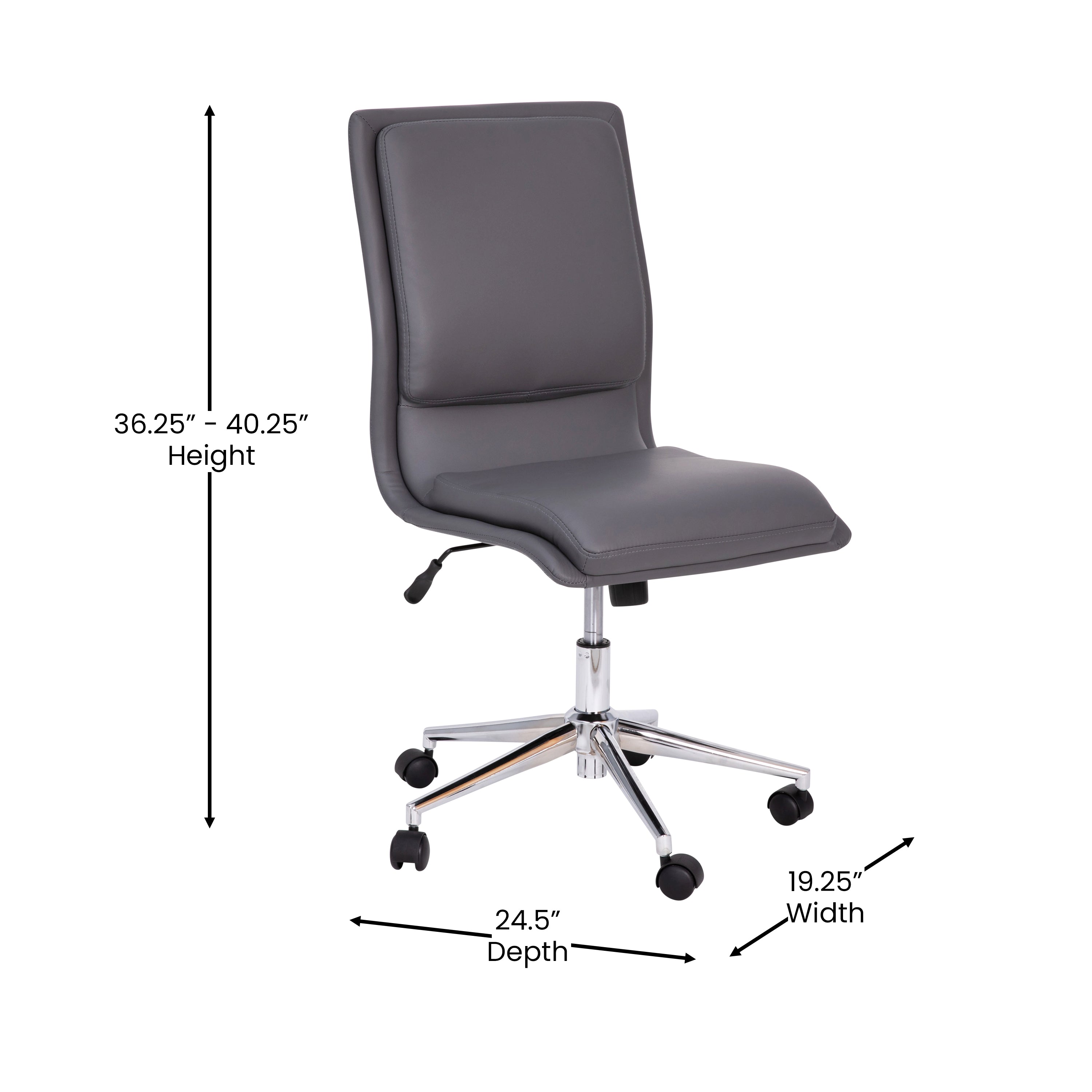 Madigan Mid-Back Armless Swivel Task Office Chair with Upholstery and Adjustable Metal Base