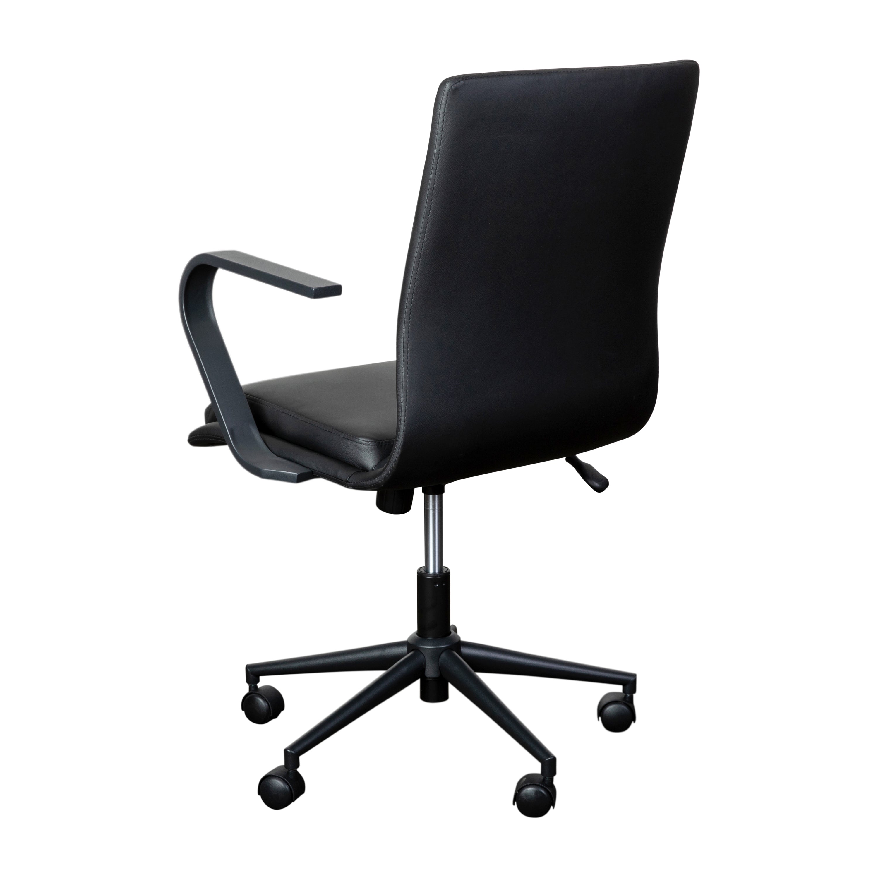 James Mid-Back Designer Executive Upholstered Office Chair with Brushed Metal Base and Arms