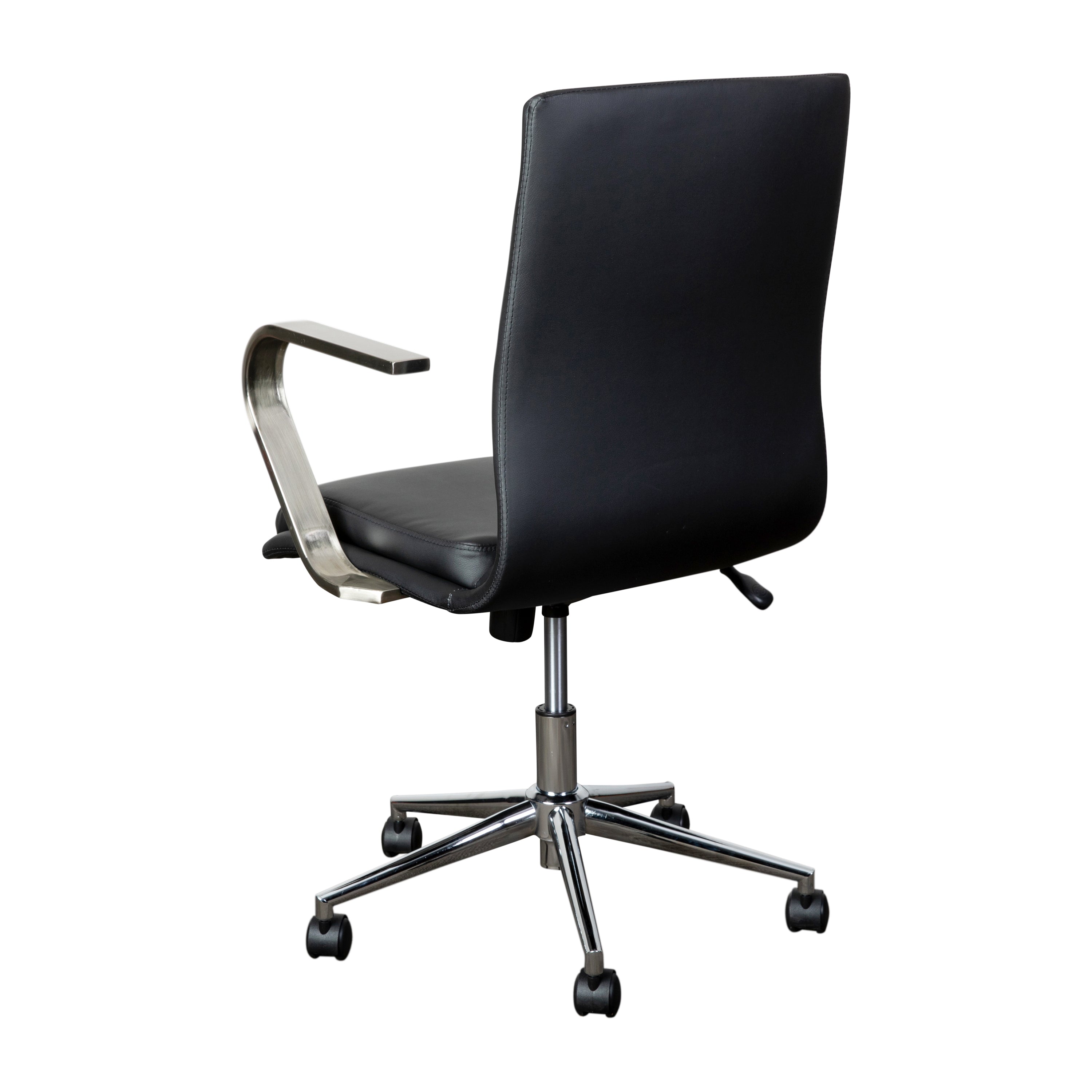 James Mid-Back Designer Executive Upholstered Office Chair with Brushed Metal Base and Arms