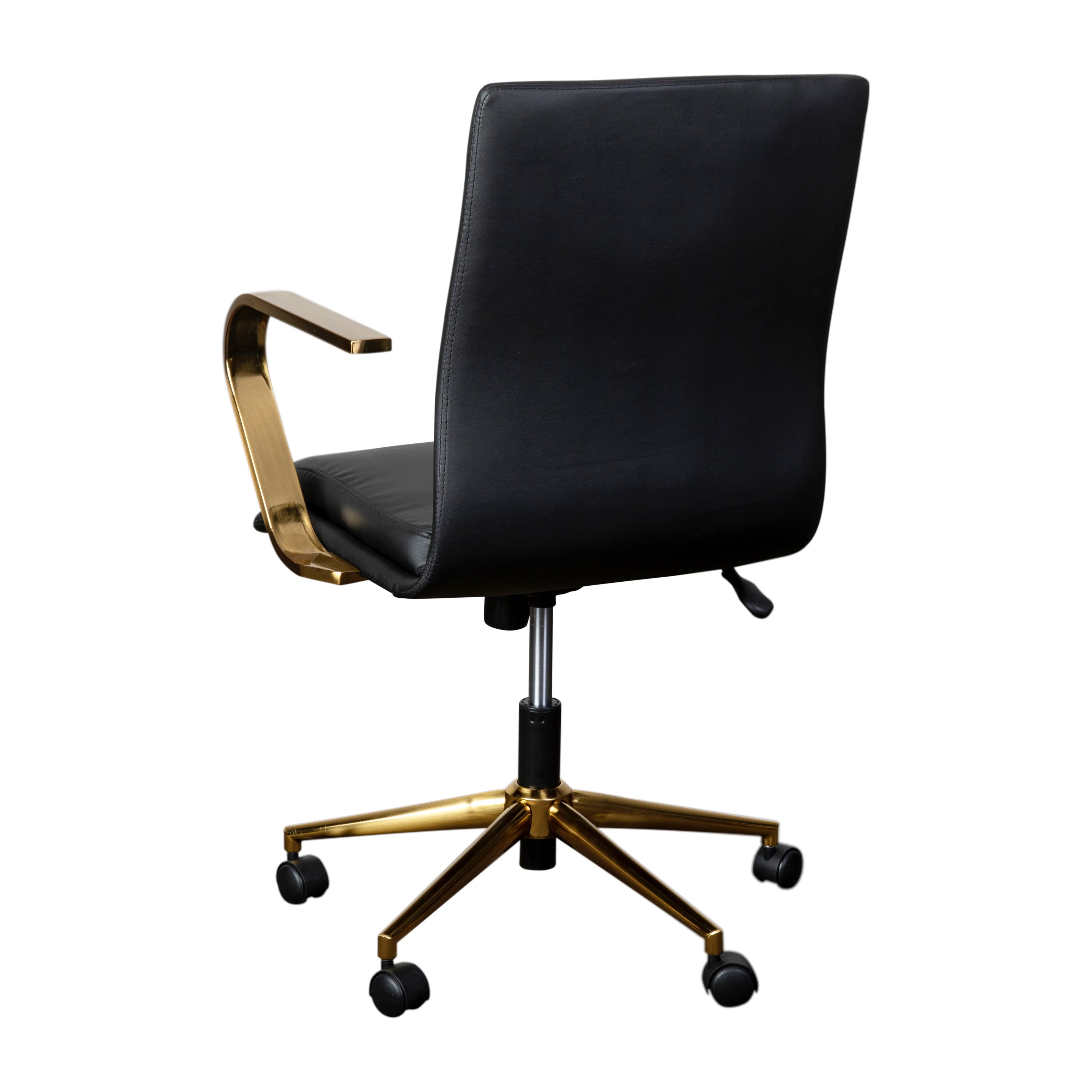 James Mid-Back Designer Executive Upholstered Office Chair with Brushed Metal Base and Arms