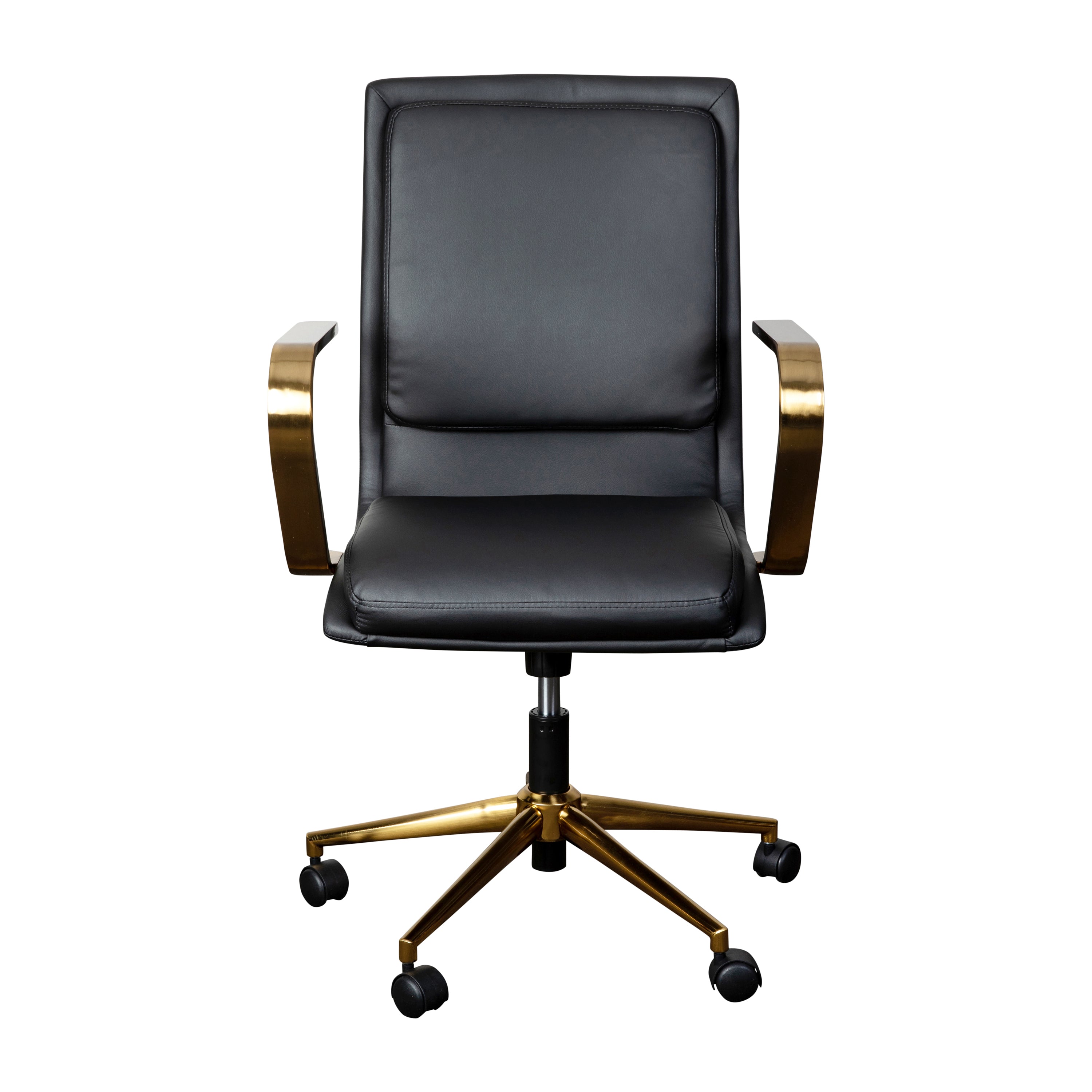James Mid-Back Designer Executive Upholstered Office Chair with Brushed Metal Base and Arms